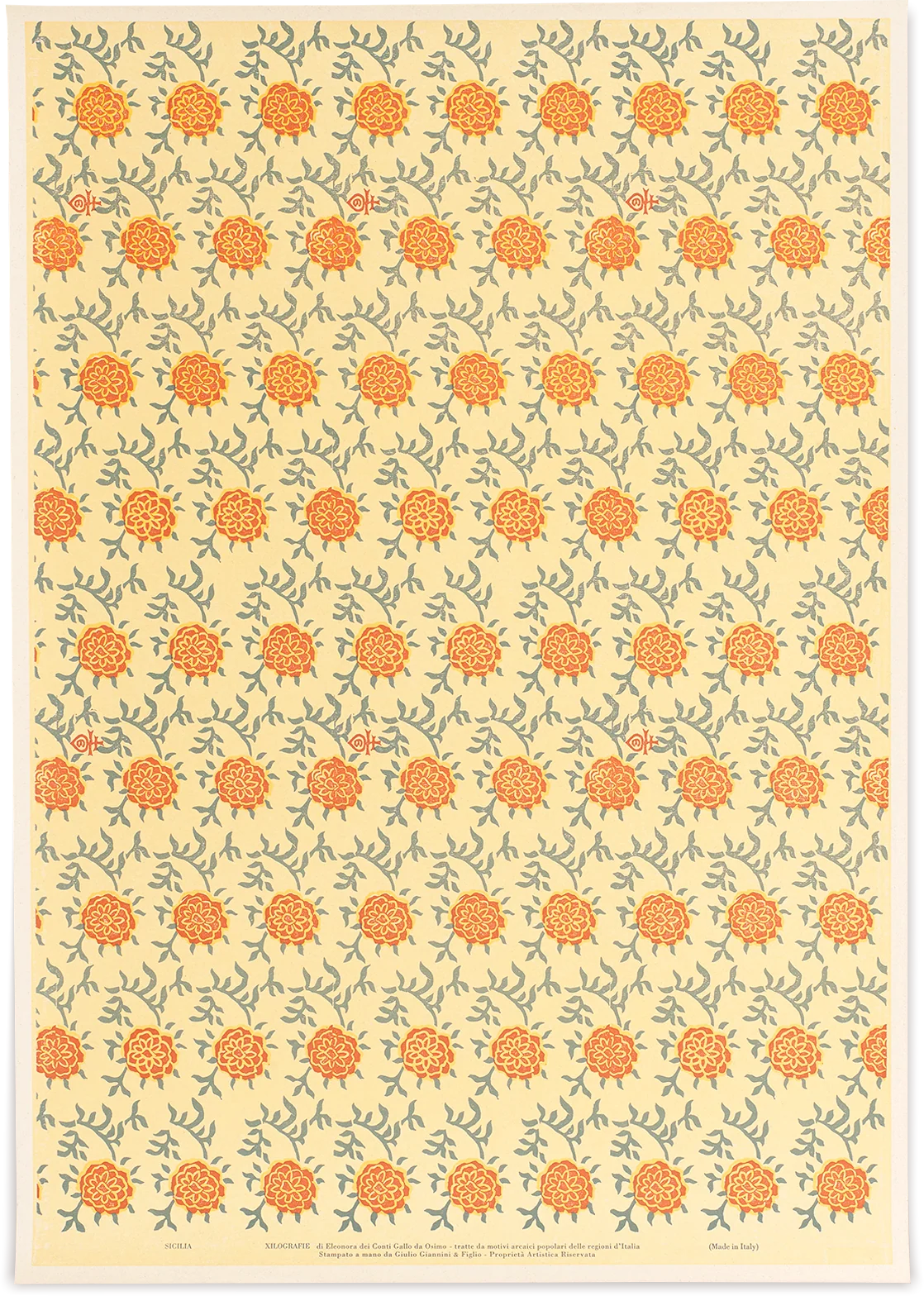 Italian Woodblock Paper Sheet, Sicily