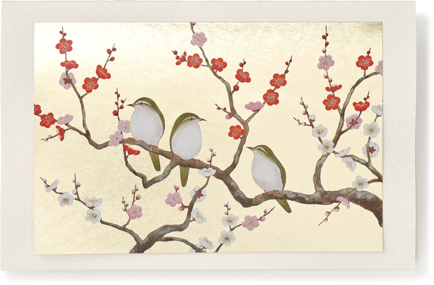 Gold Foil Green Birds Greeting Card