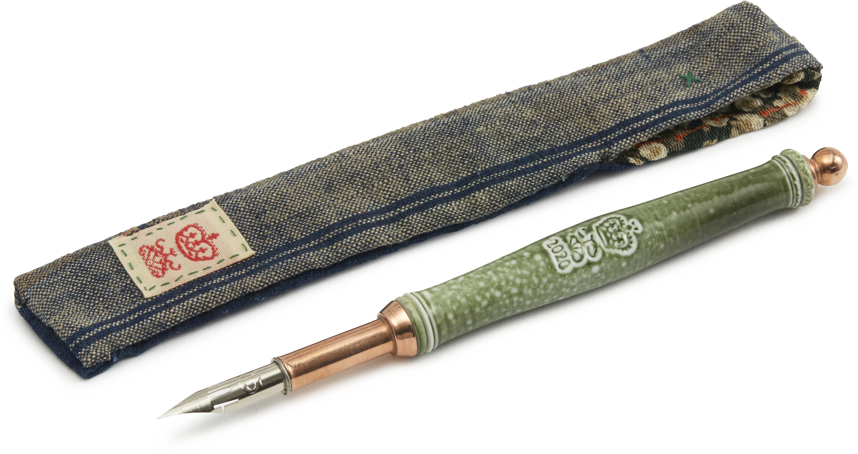Steve Harrison Ceramic Dip Pen, No.156 Green and Rose Gold