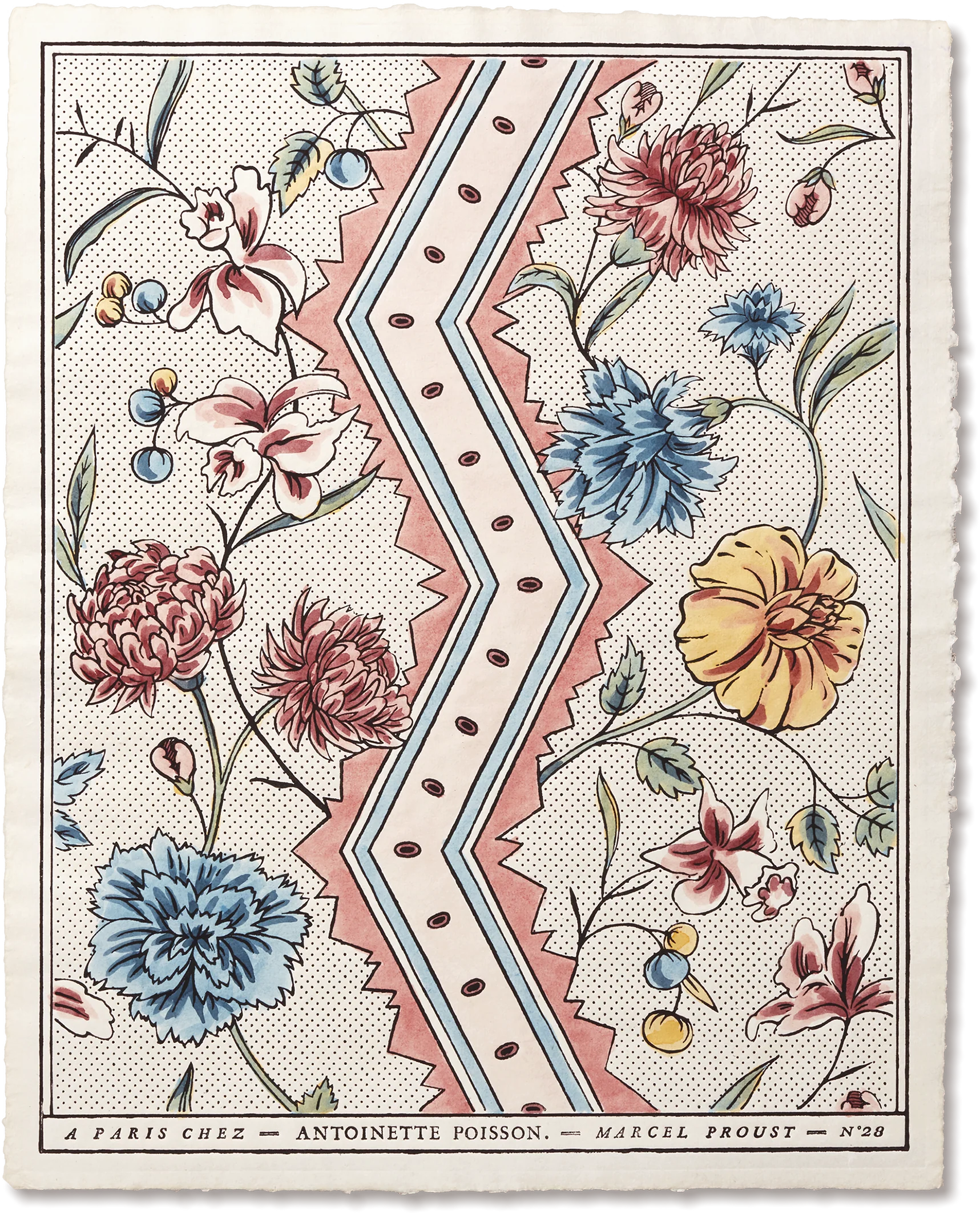 Antoinette Poisson Papier Dominoté No 28, Marcel Proust, 5 colours