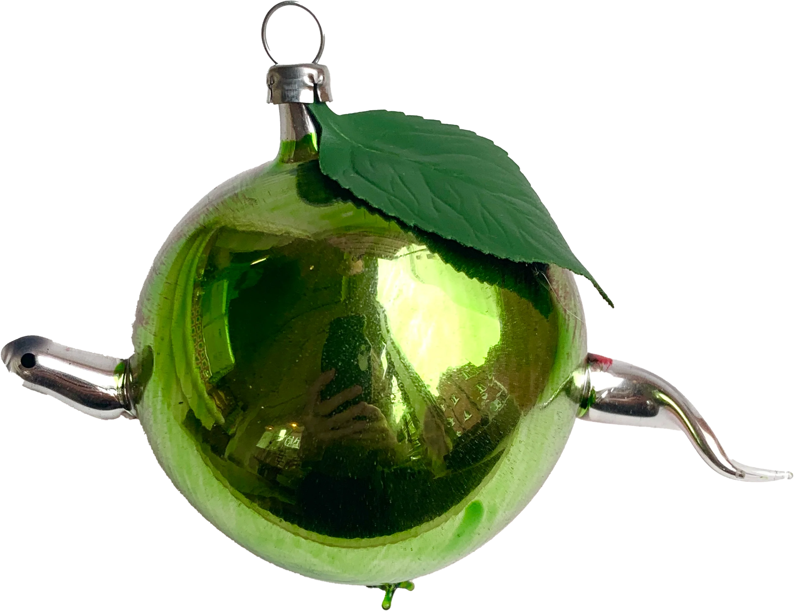 Apple with Worm Glass Ornament