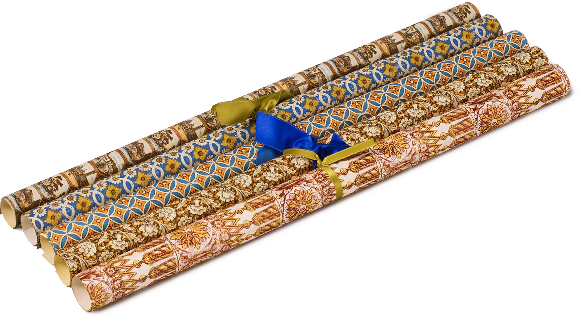 5 Wrapping Papers, Blue and Yellow Remondini