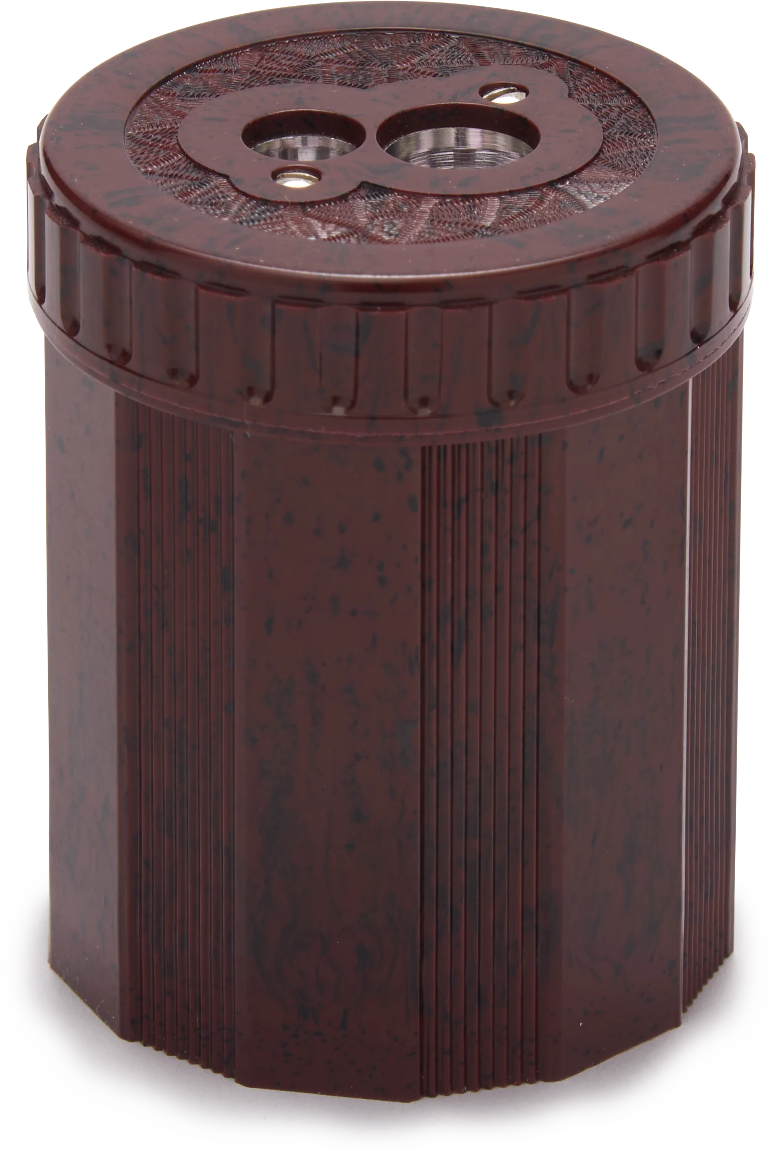 Mottled Red Bakelite Double Sharpener with Reservoir