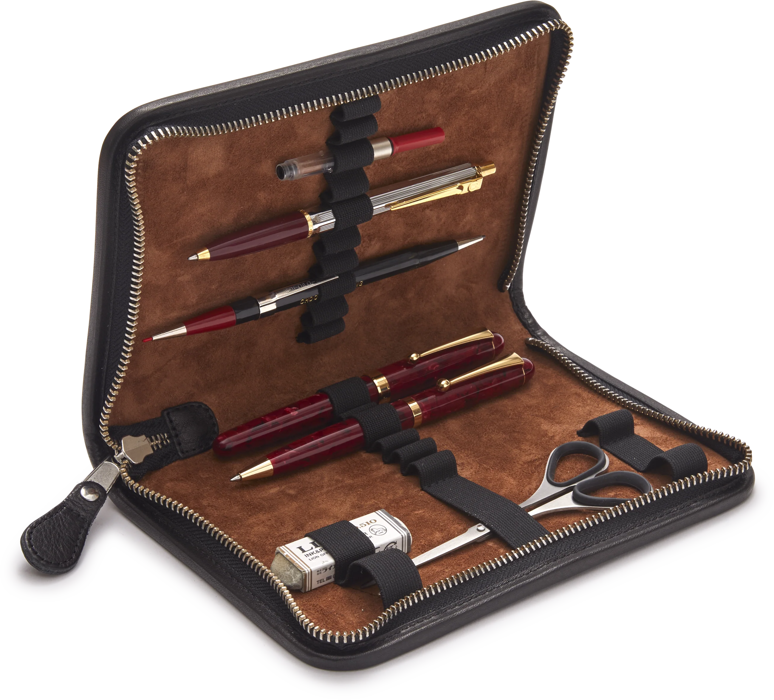 Black Large Leather Pencil Case - Image 2