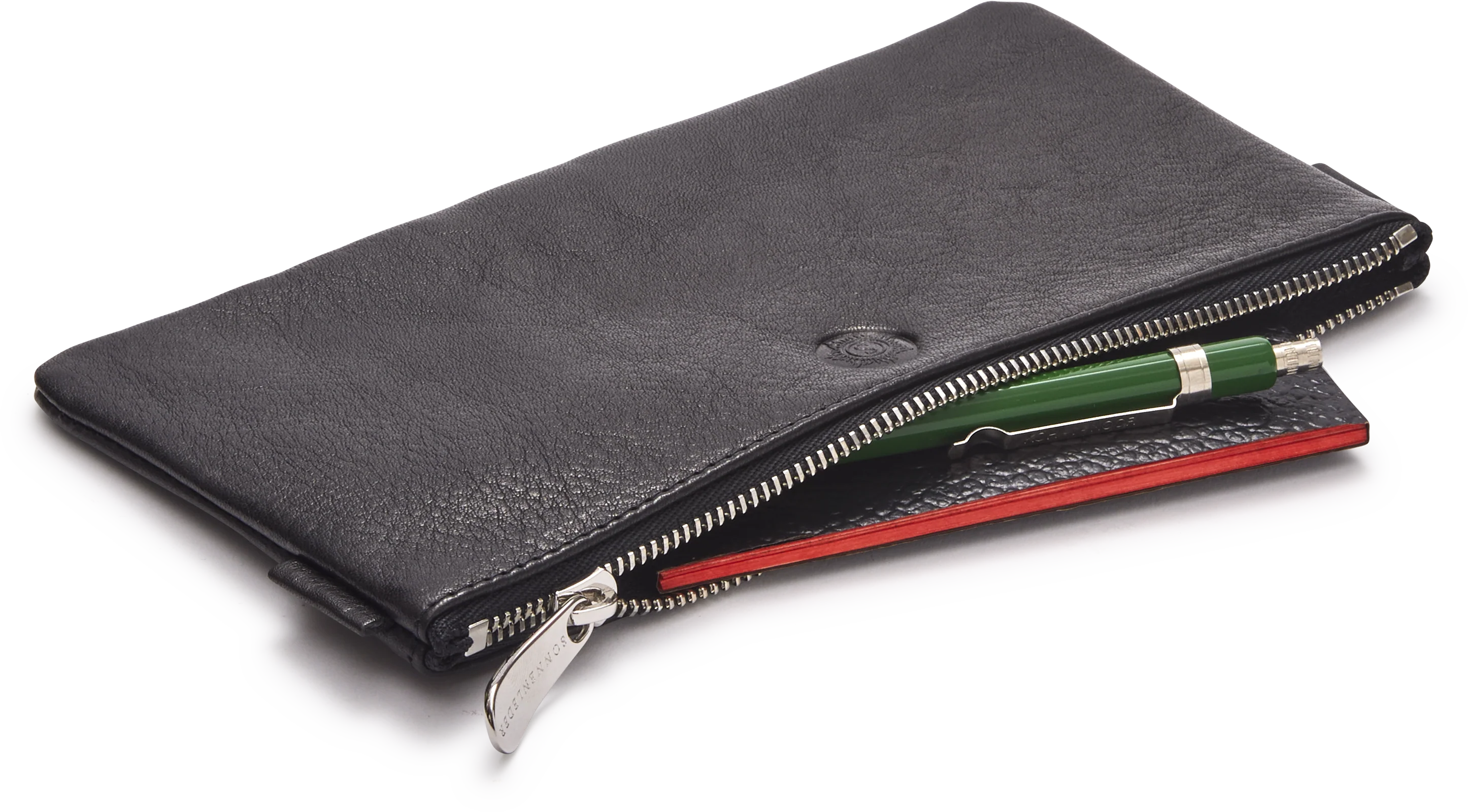 Black Leather Medium Pencil Case