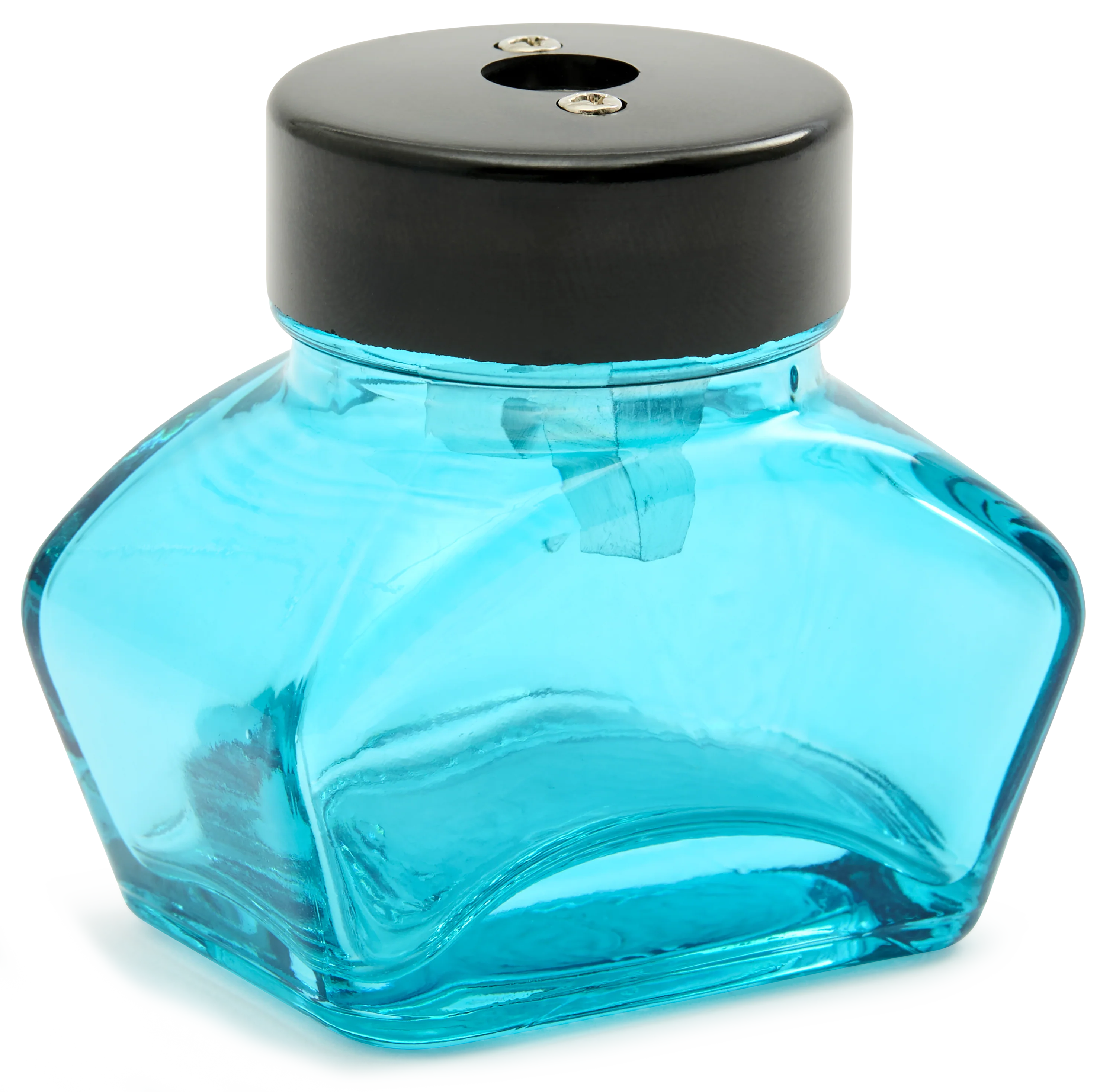Blue Glass Single Pencil Sharpener with Reservoir