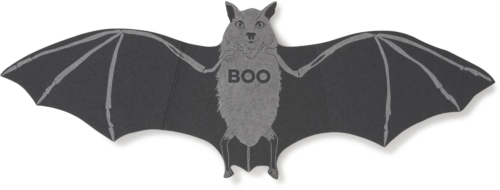 Letterpress Die Cut "Boo" Bat Greeting Card