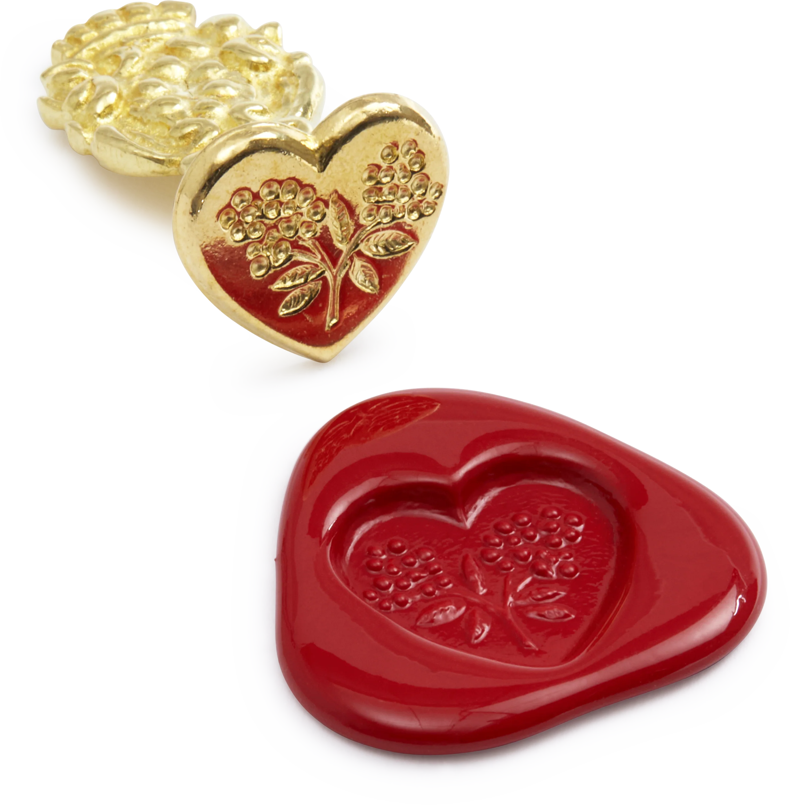 Brass Wax Seal, Heart with Flowers