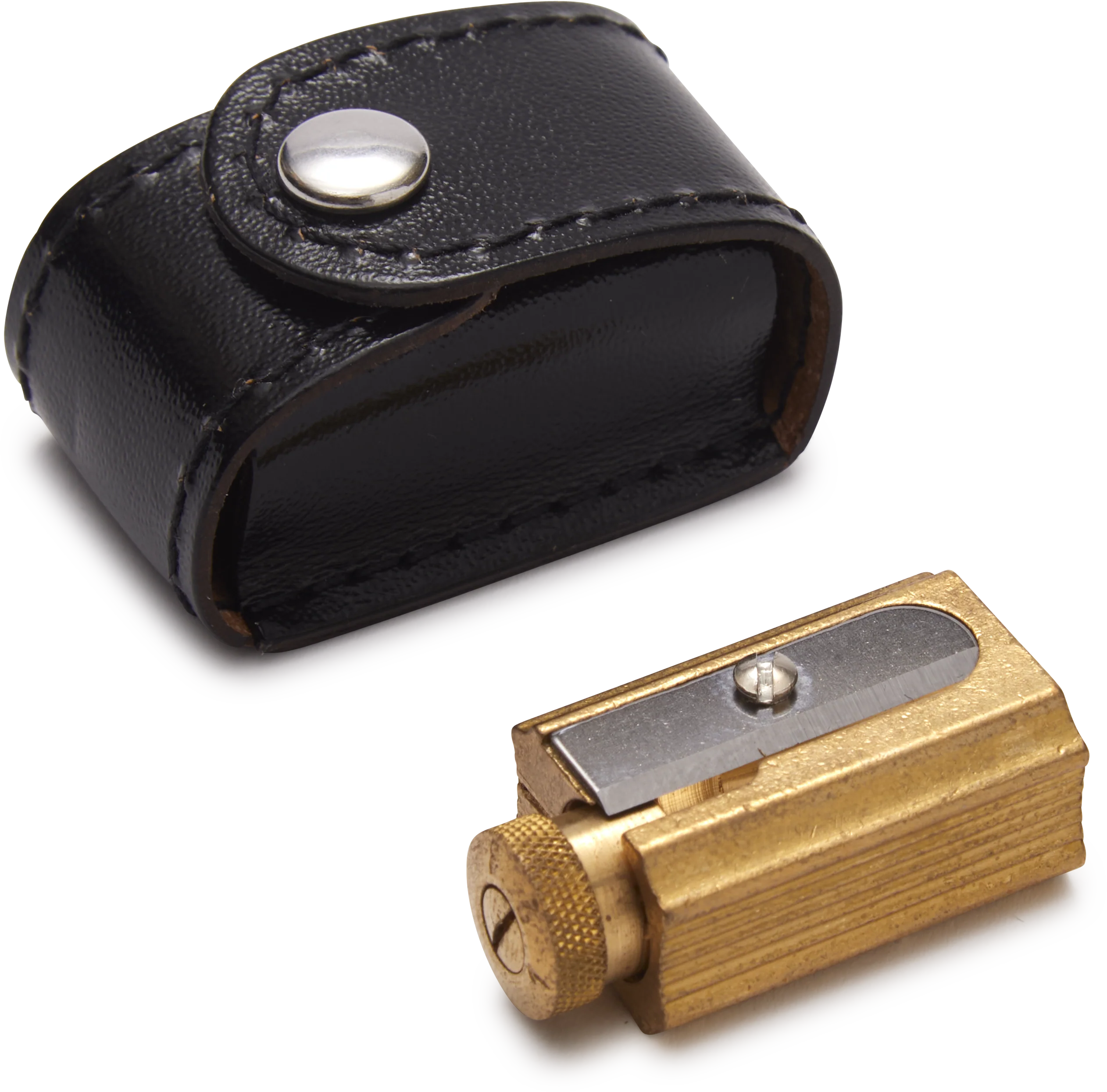 Brass Pencil Sharpener with Leather Case