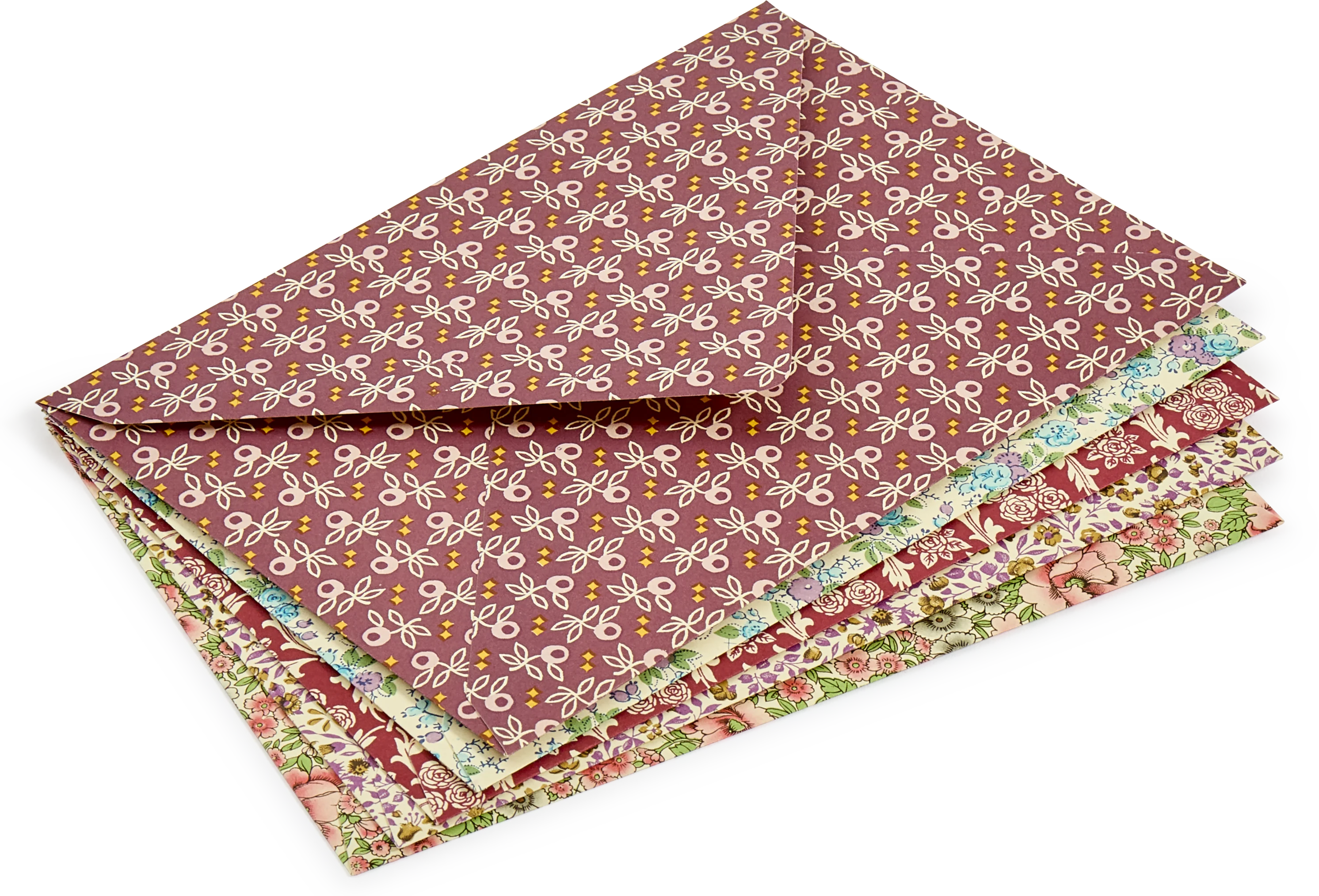 Decorative Patterned Gummed Envelopes, Reds