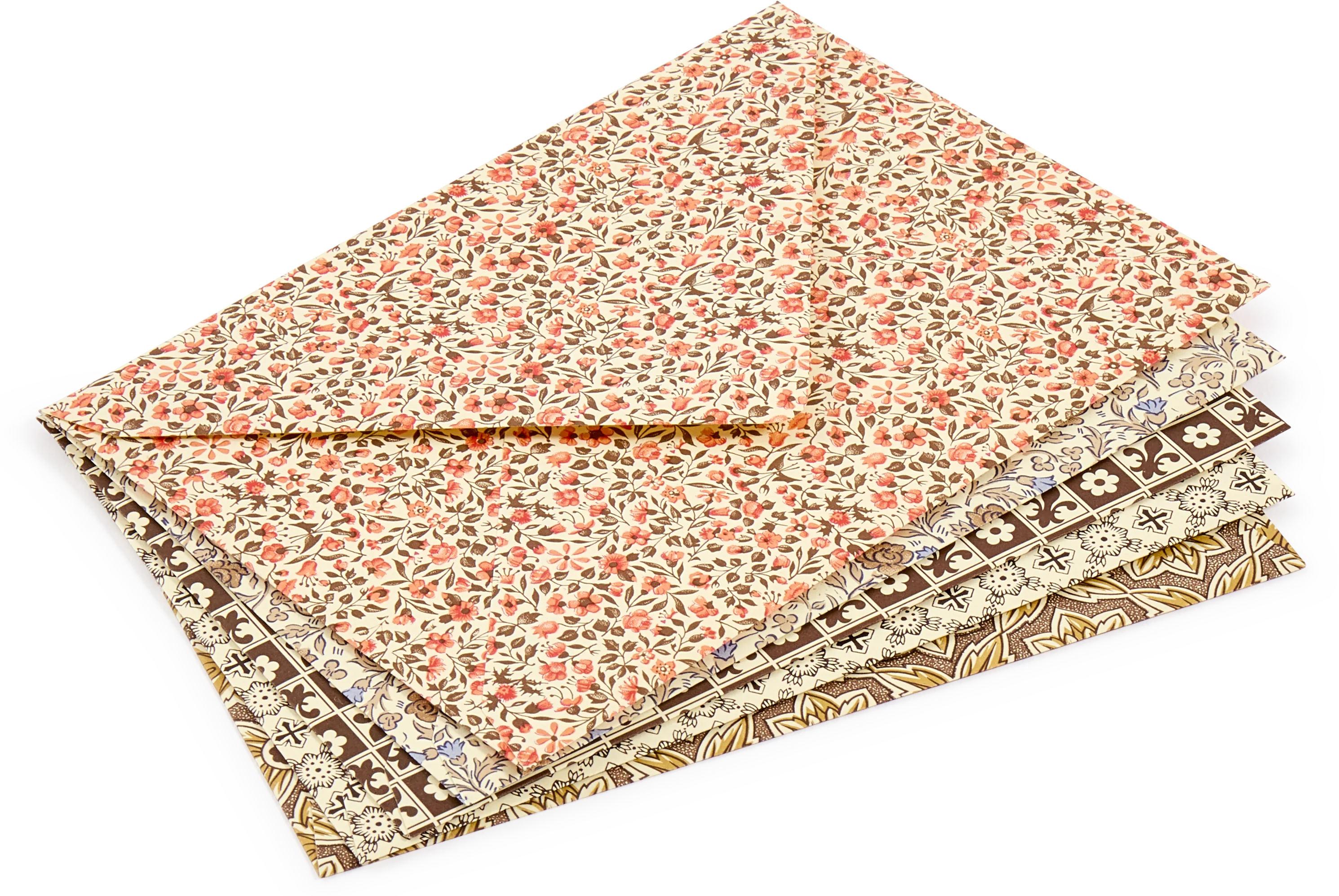 Decorative Patterned Gummed Envelopes, Browns