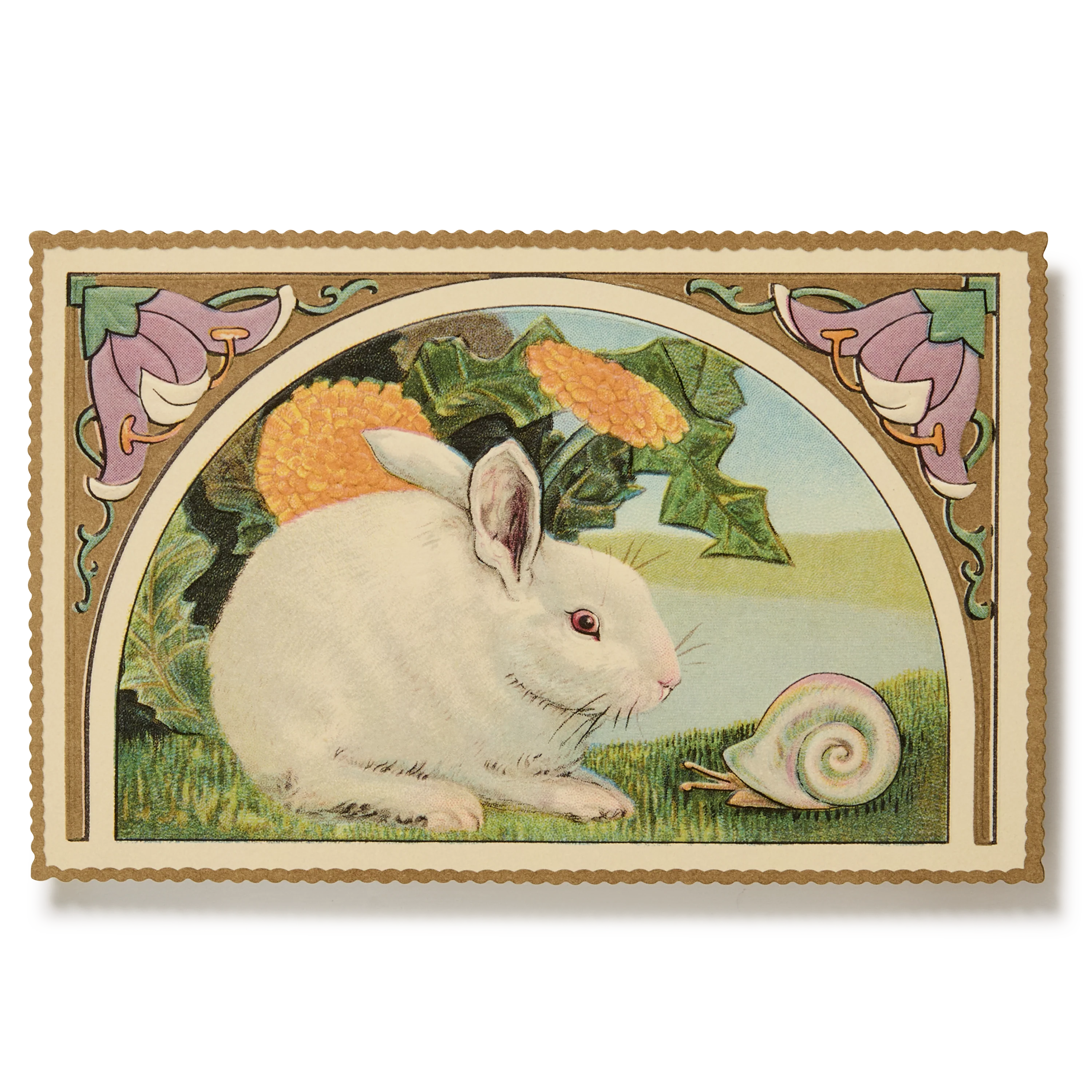 Choosing Keeping Embossed Nostalgic Postcards, Bunny and Snail