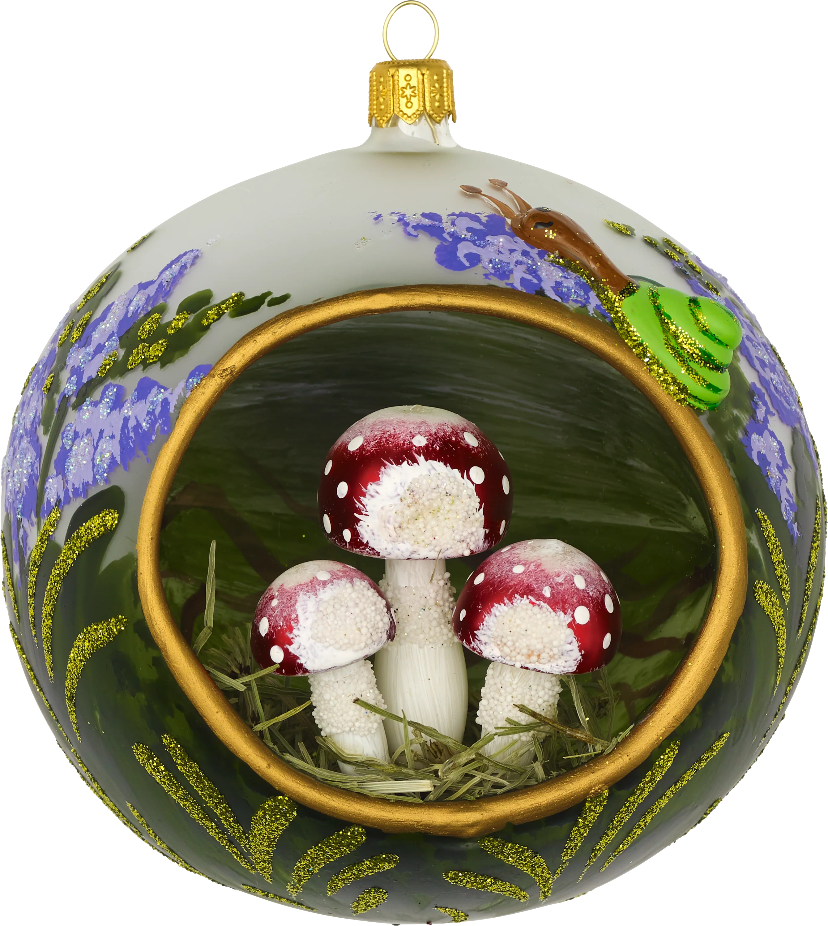 Mushrooms in a Dome Glass Ornament