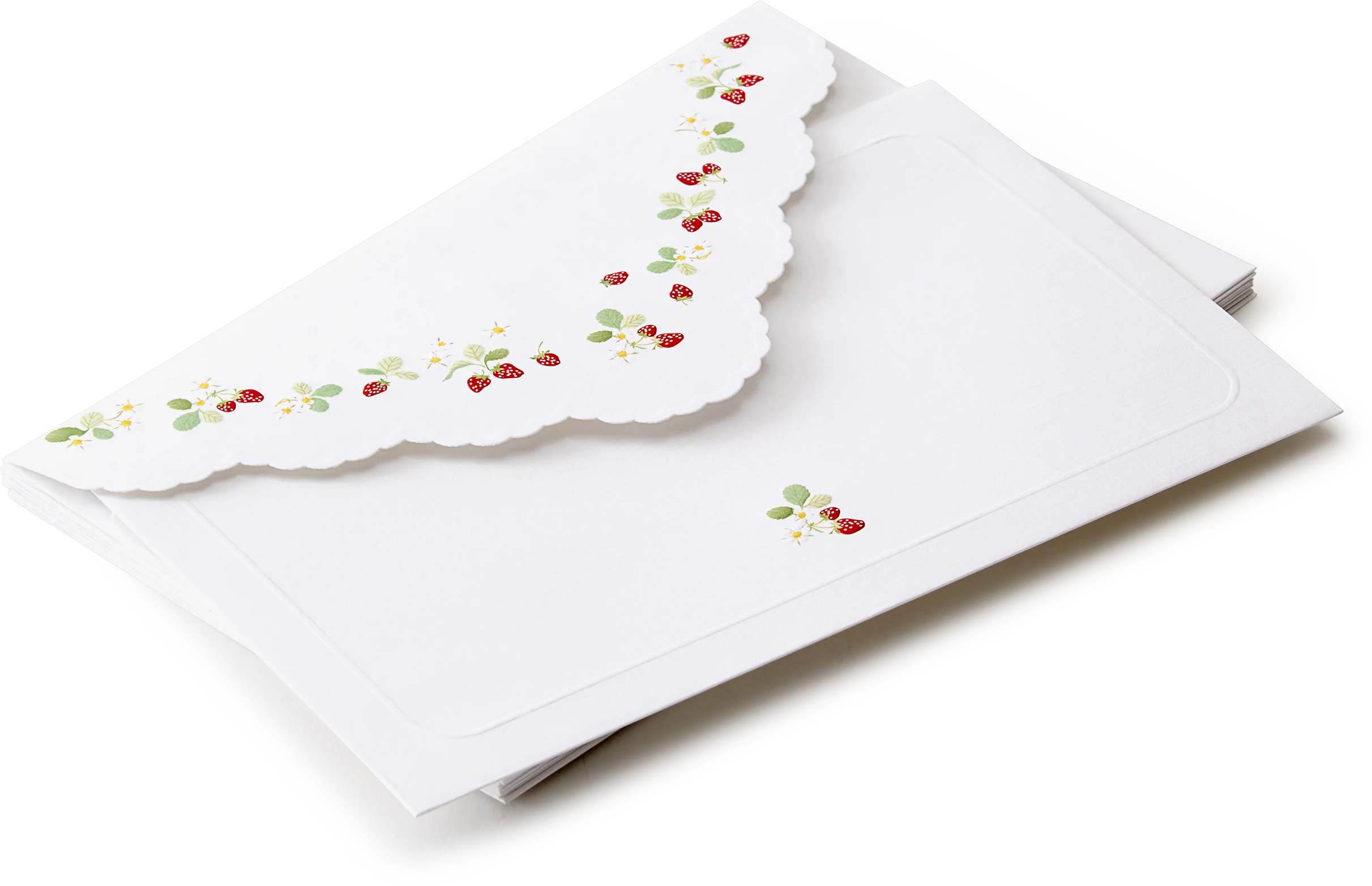 Decorative Strawberry Scalloped Handkerchief Envelopes - Pack of 10