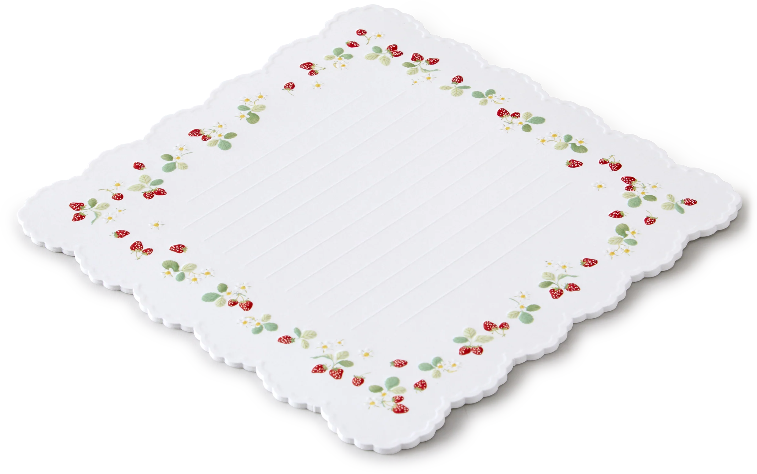 Strawberry Scalloped Edge Handkerchief Writing Paper, pack of 10