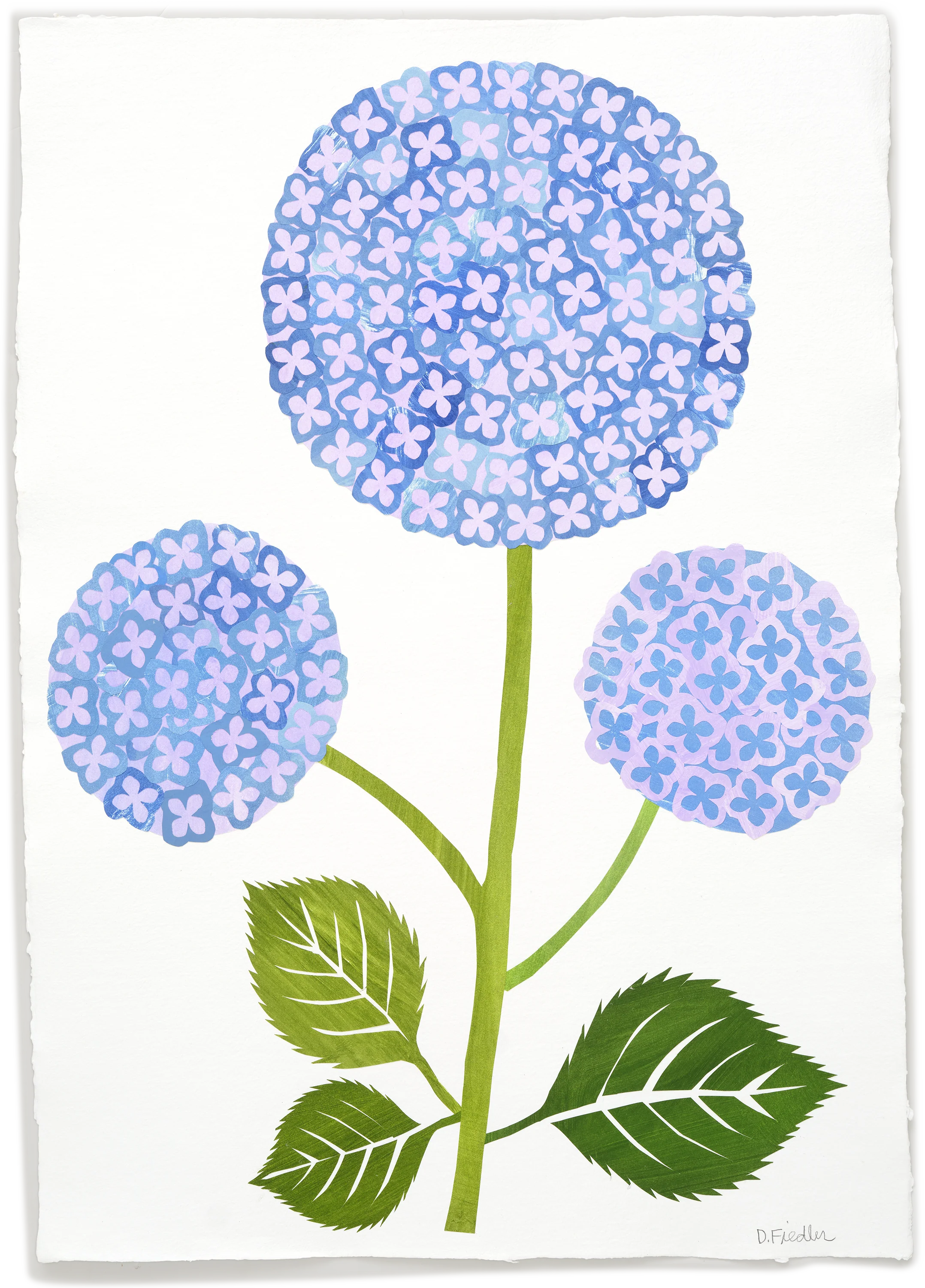 Denise Fiedler Floral Collage - 3 Stem Lilac/Indigo Hydrangea