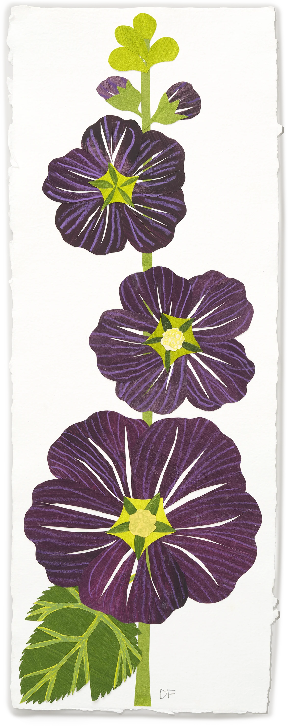 Denise Fiedler Floral Collage - Rectangle / Plum Hollyhock