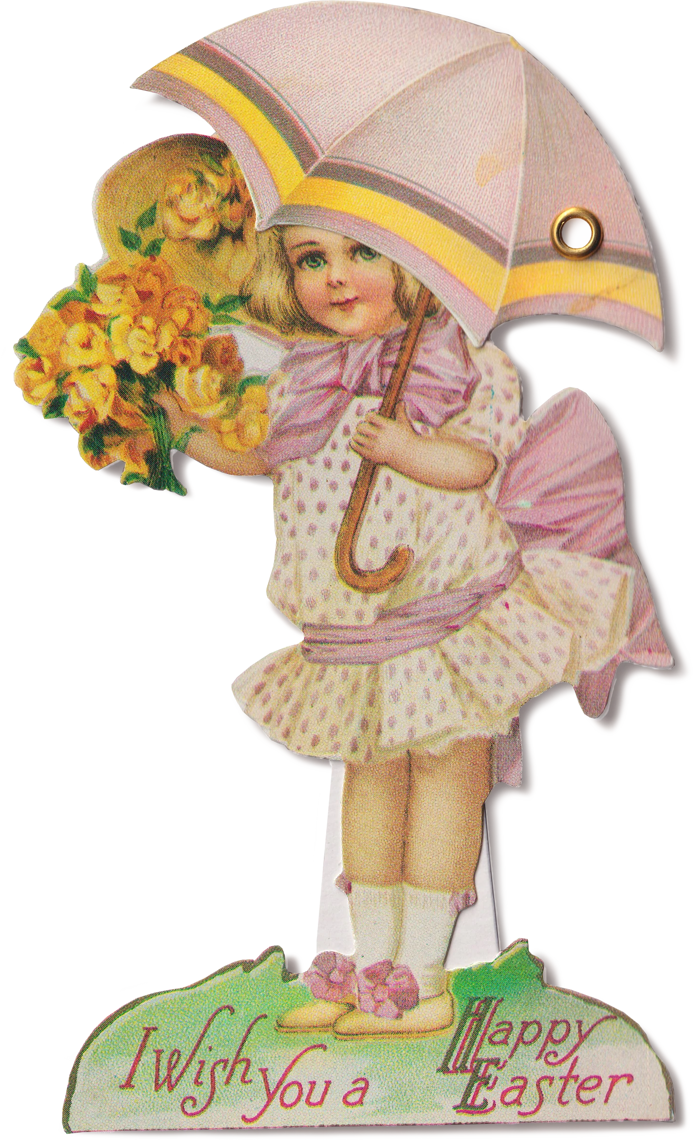 Easter Peek-a-boo Greeting Card, Pink Umbrella