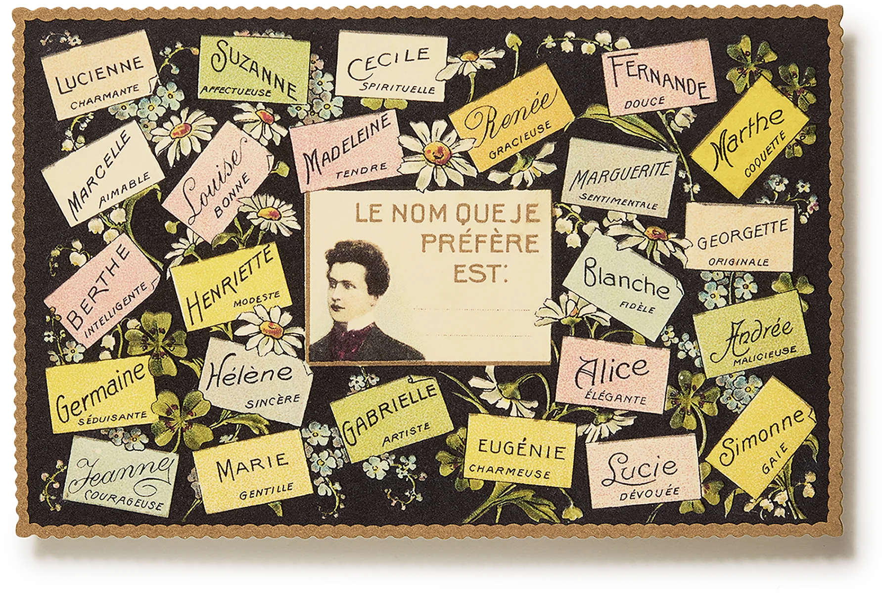 Embossed Nostalgic Postcard, Girl Names