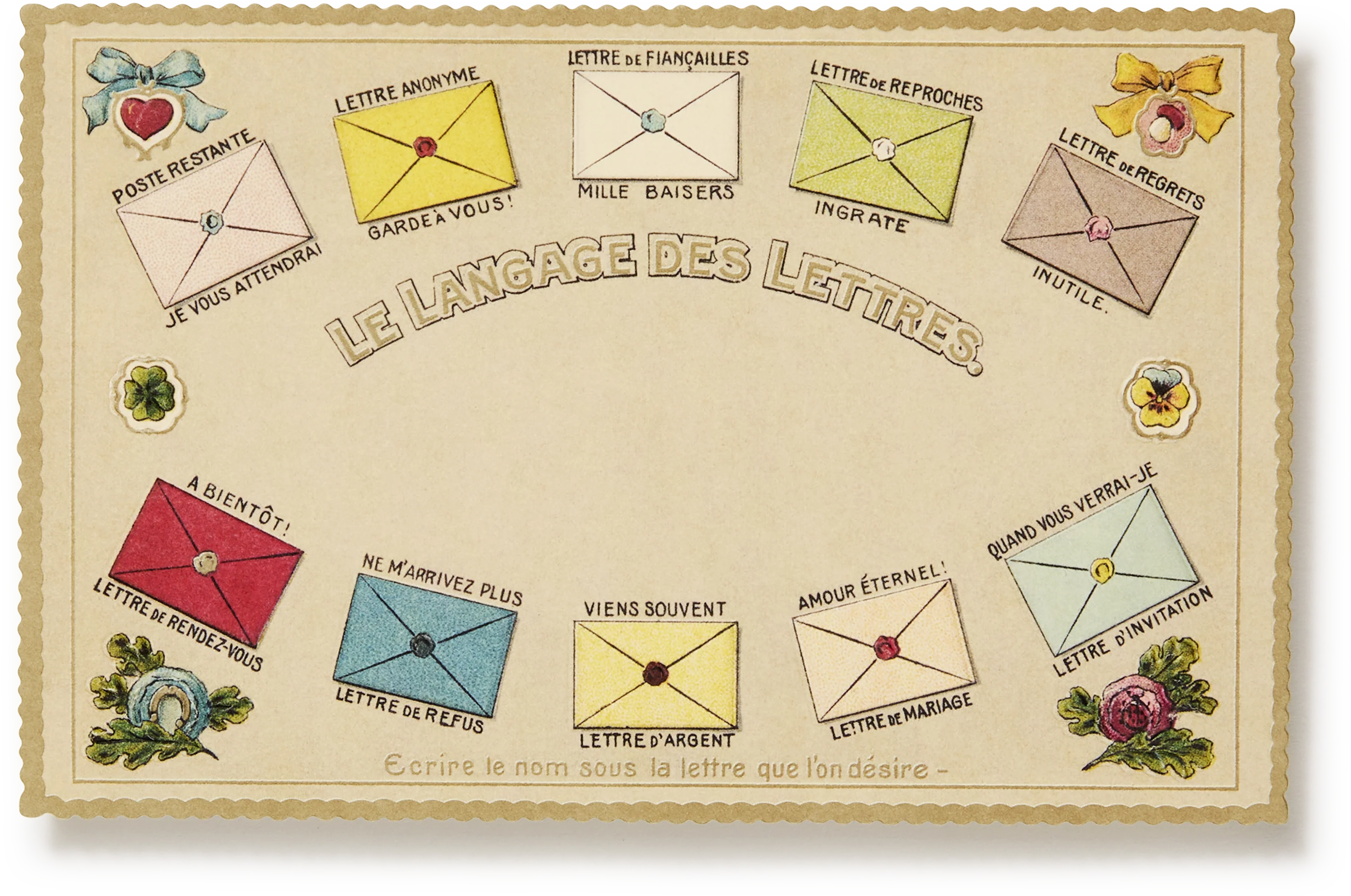 Embossed Nostalgic Postcard, Letters