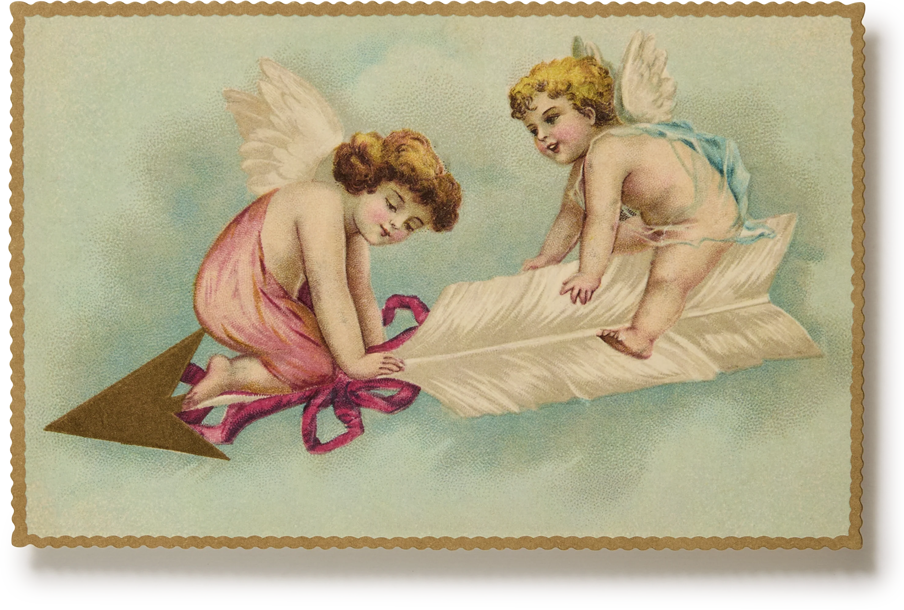Embossed Nostalgic Postcards, Cherubs with Arrow