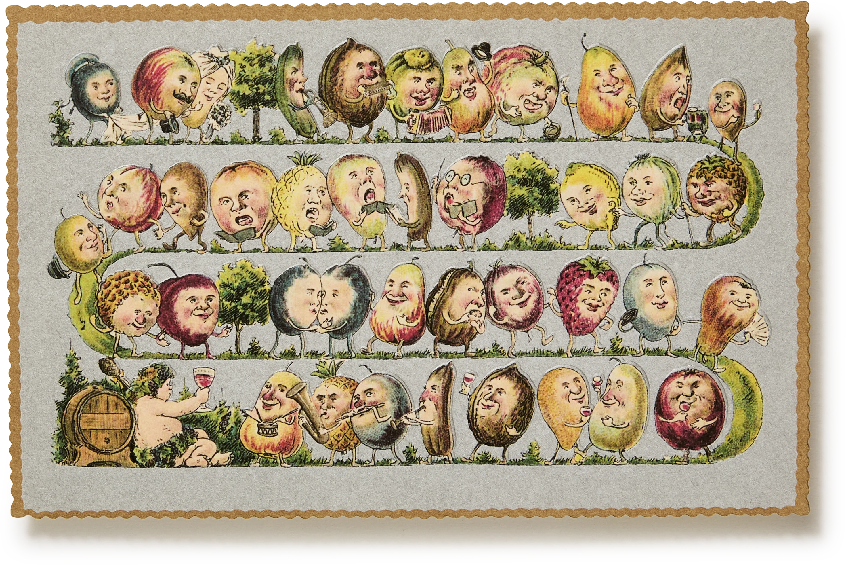 Embossed Nostalgic Postcards, Fruit Parade