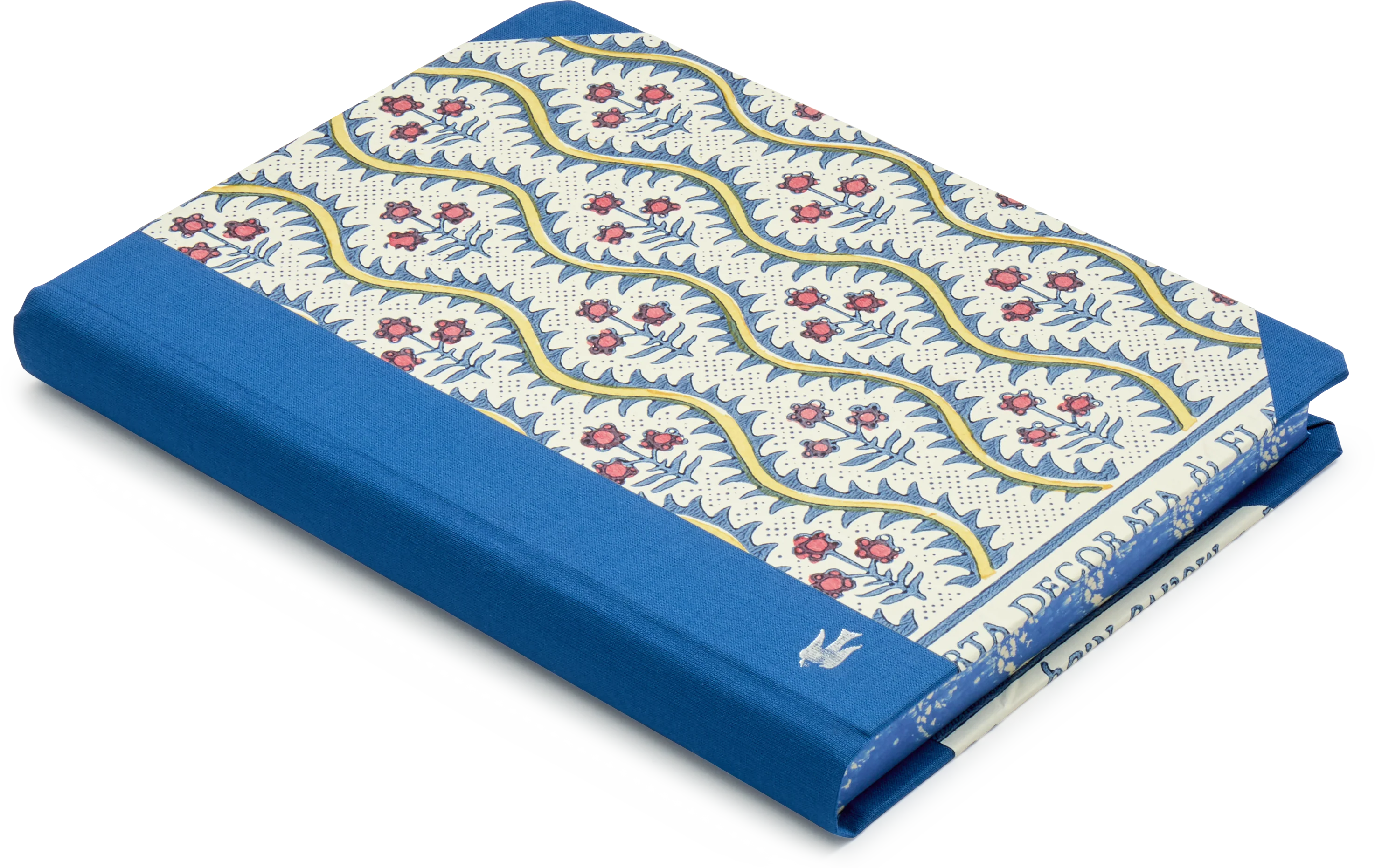 Extra-Thick "Composition Ledger" Notebook, Dominoté Tralci e Fiori, Tricolore Blue