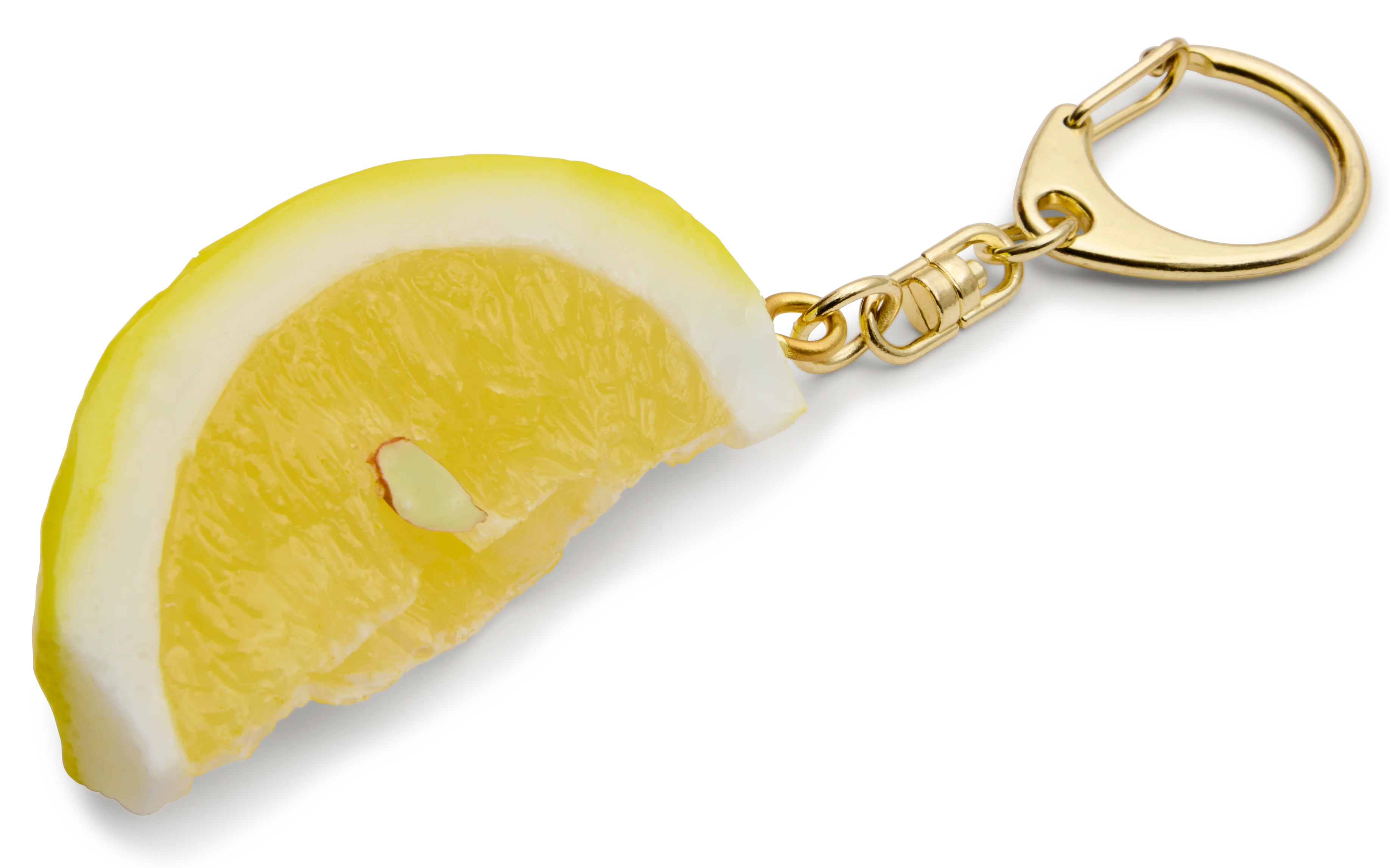 Faux Lemon Wedge Keyring