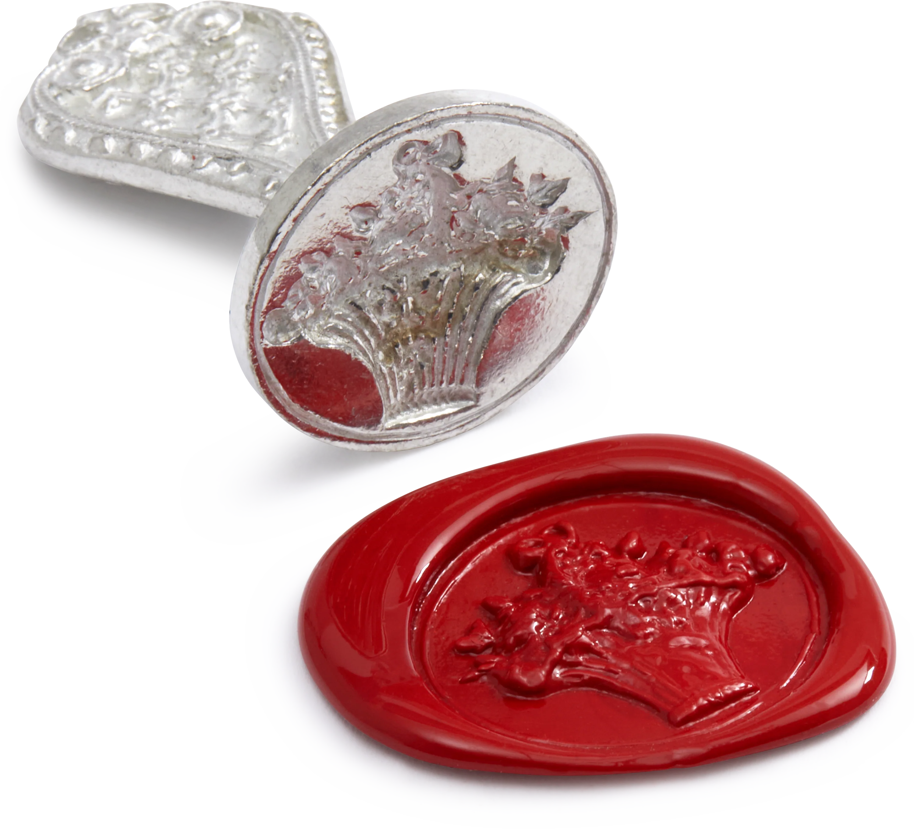 French Wax Seal, Basket of Flowers