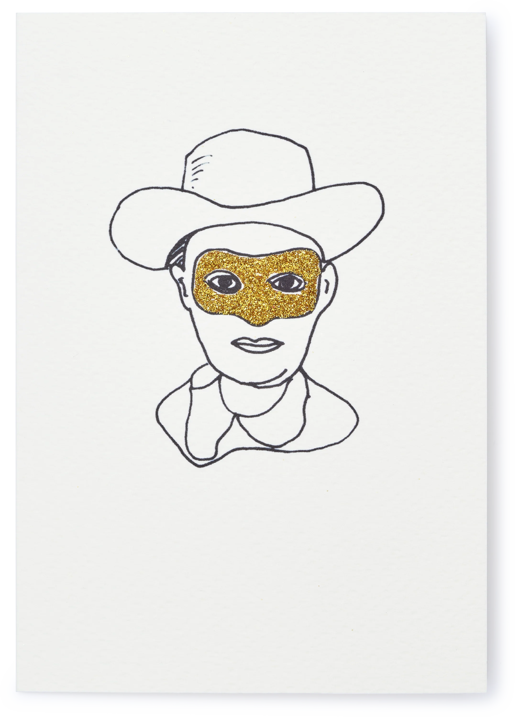 Illustrated Cowboy with Mask Greeting Card