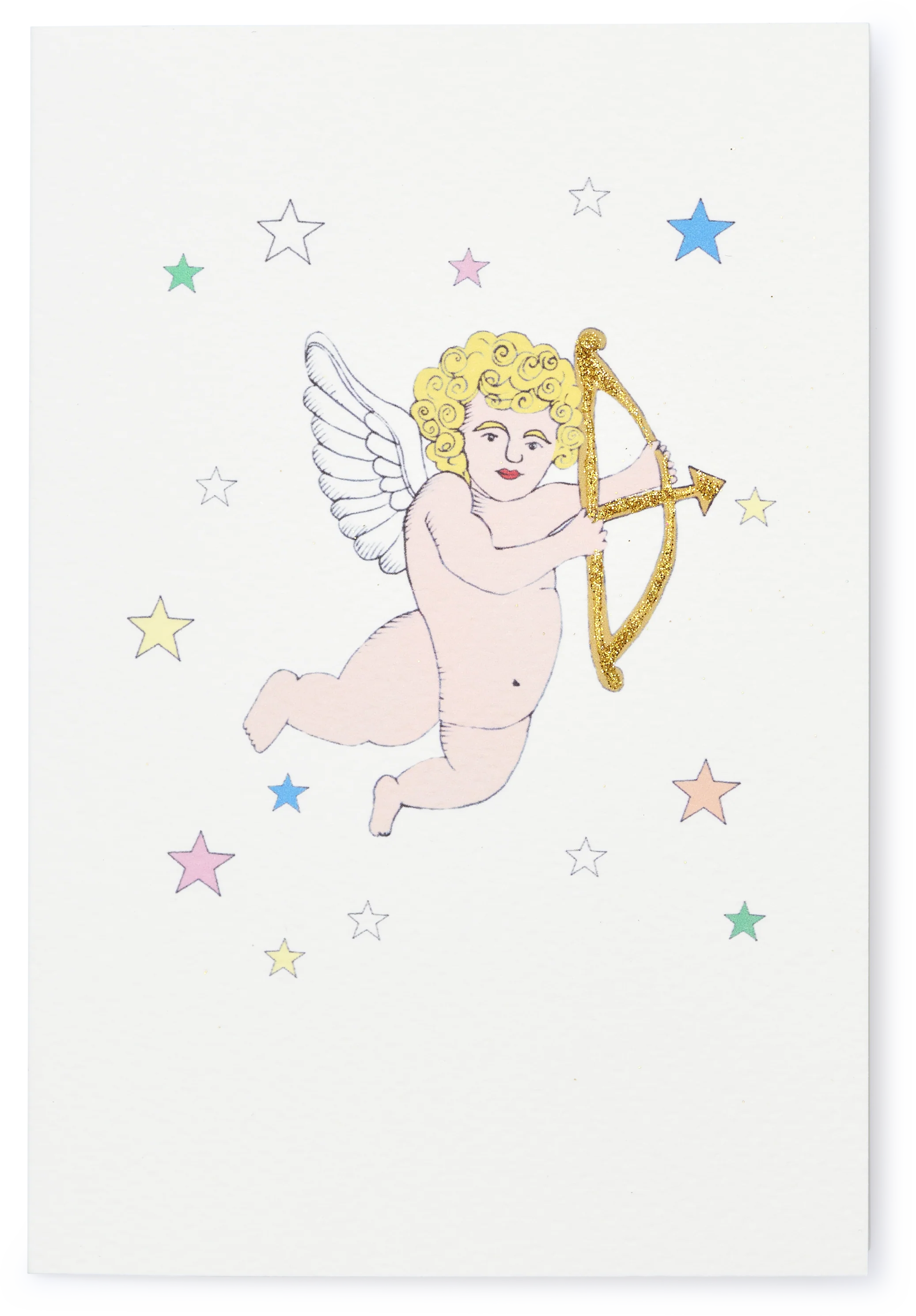 Illustrated Cupid with Stars Greeting Card