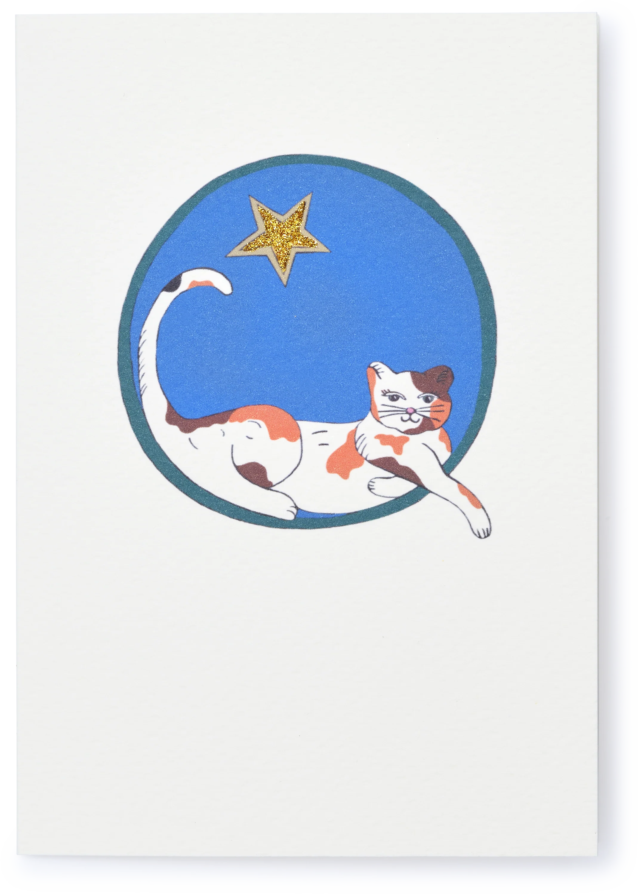 Illustrated Lazy Cat and Star Greeting Card