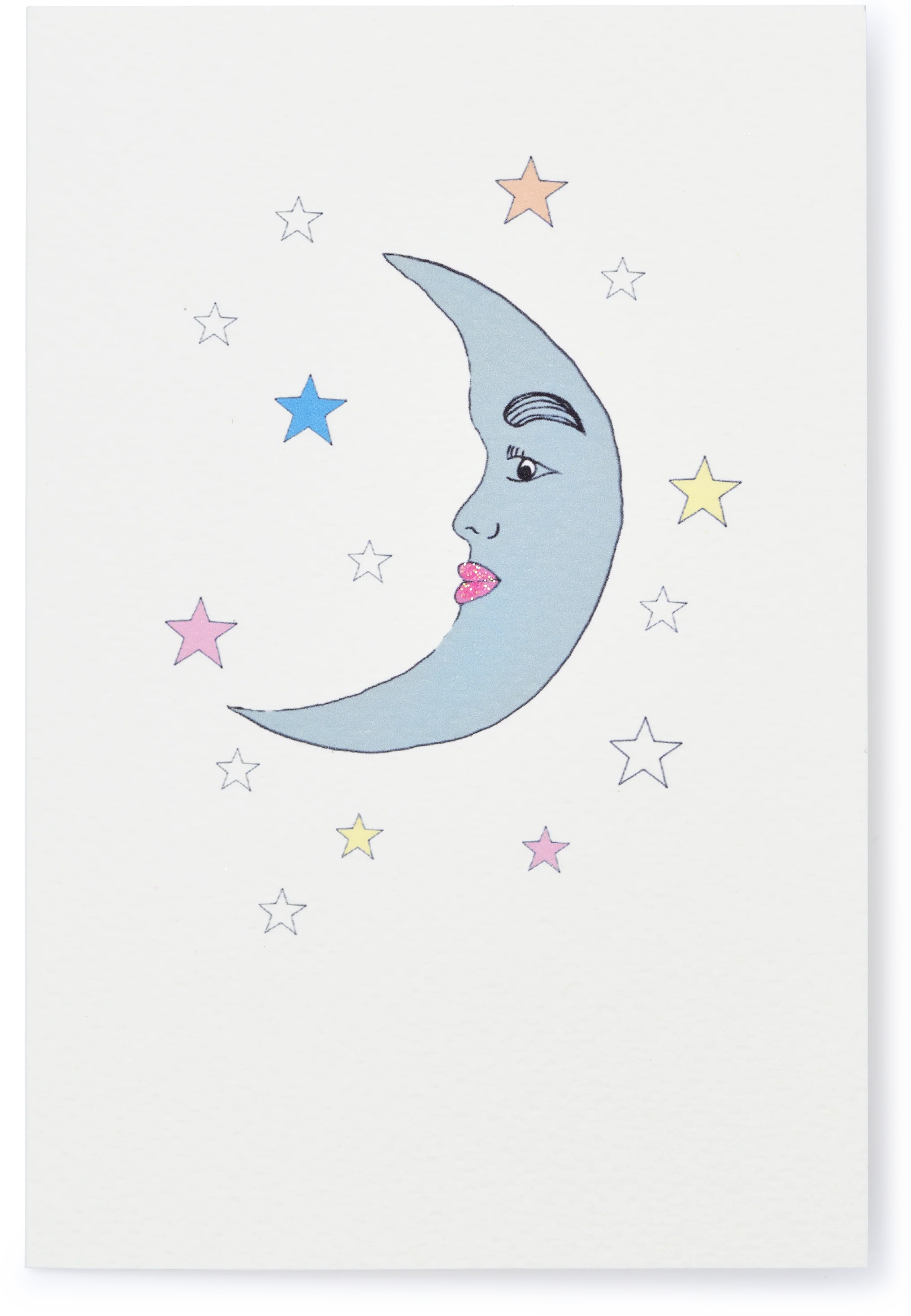 Illustrated Moon and Stars Greeting Card
