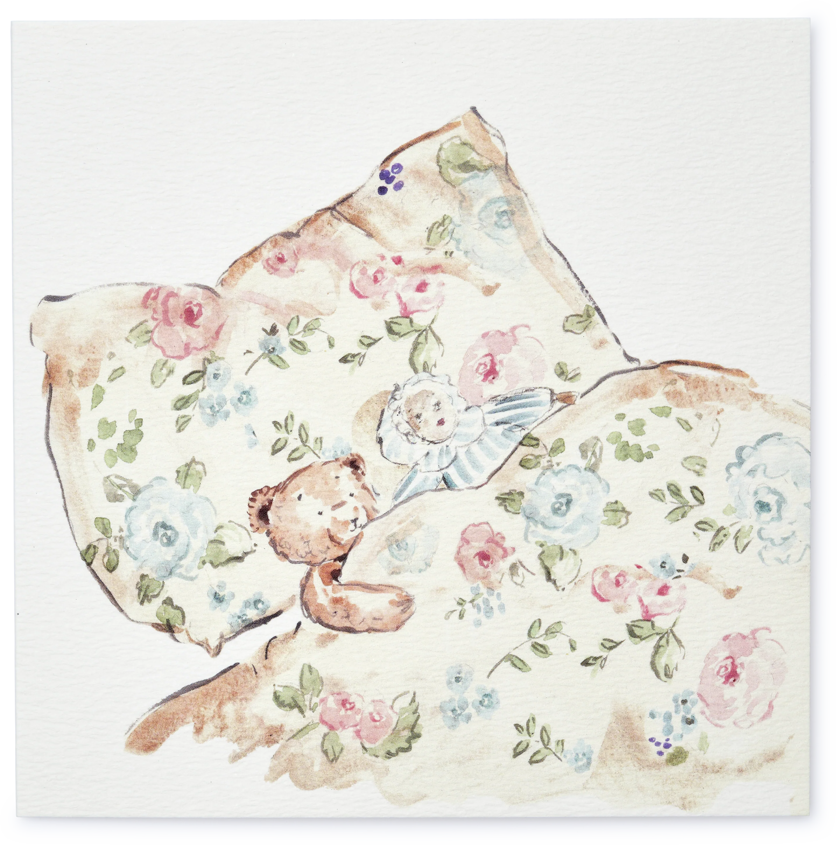 Illustrated Watercolour Square Greeting Card, Bedtime Stories