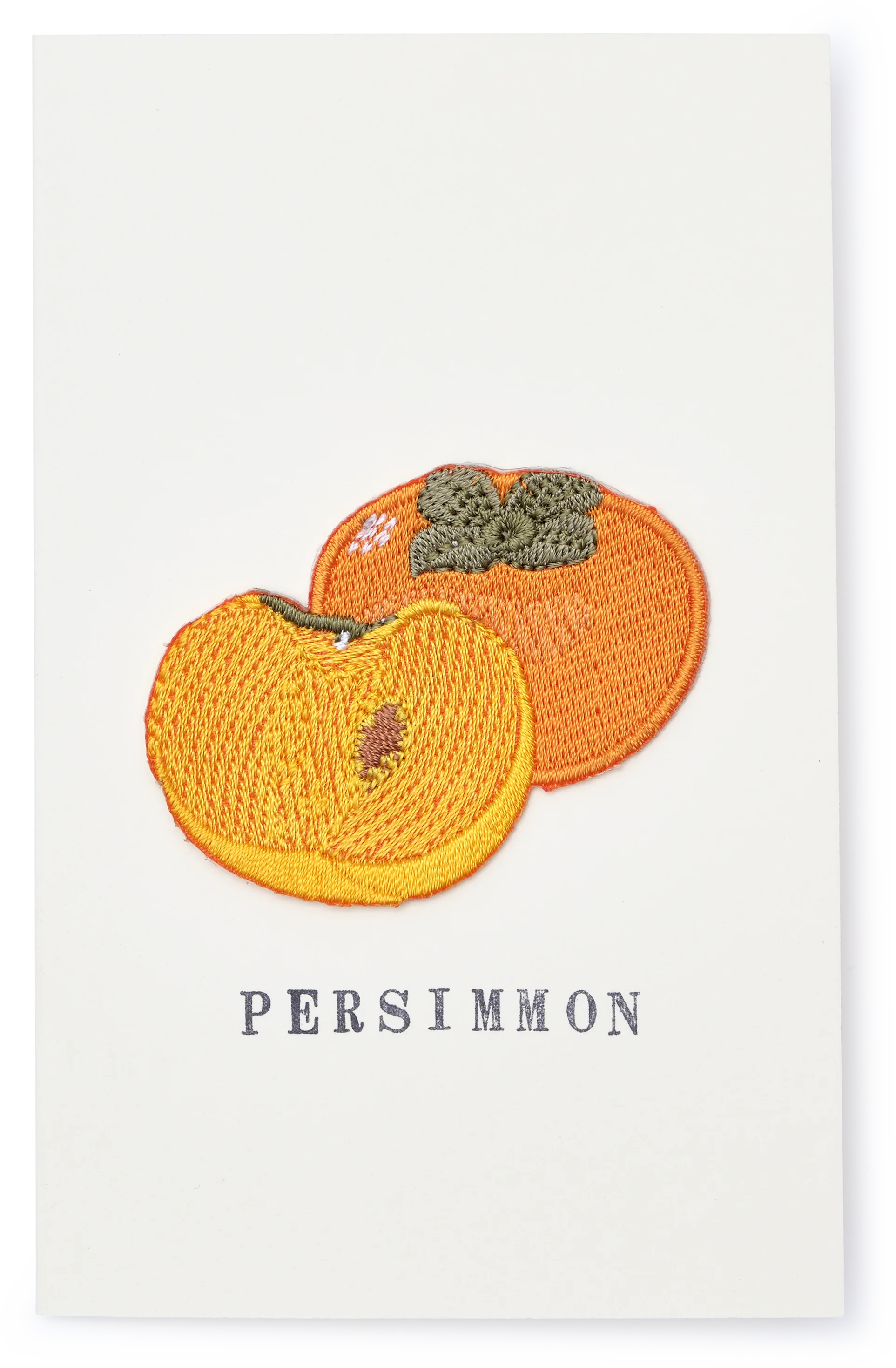 Japanese Embroidered Patch Greeting Card, Persimmon