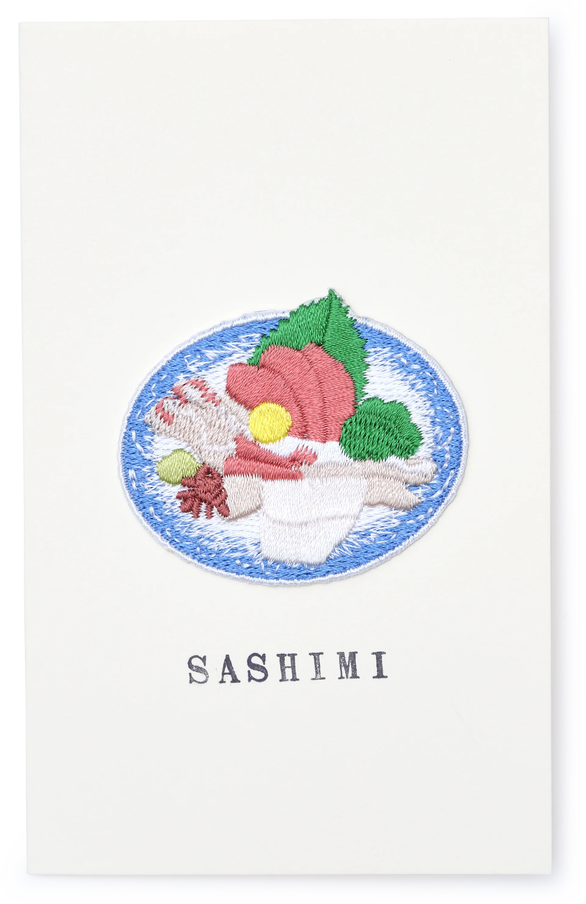 Japanese Embroidered Patch Greeting Card, Sashimi
