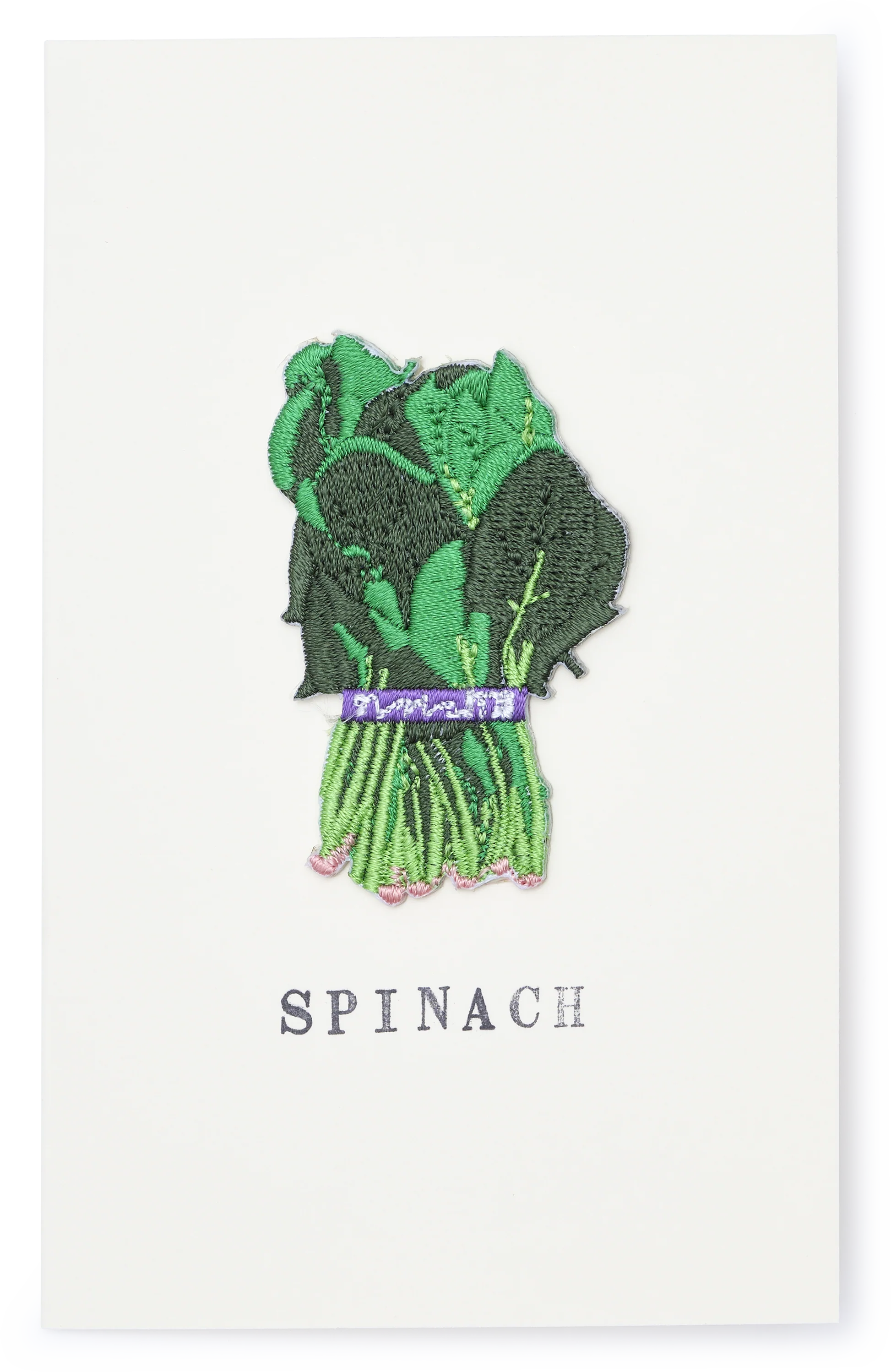 Japanese Embroidered Patch Greeting Card, Spinach