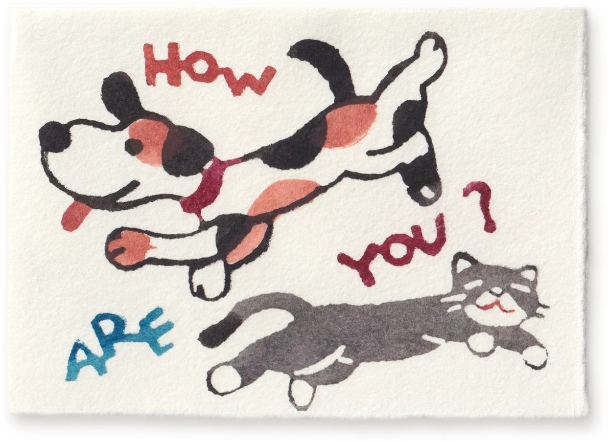 Katazome Mini Greeting Card, How Are You?