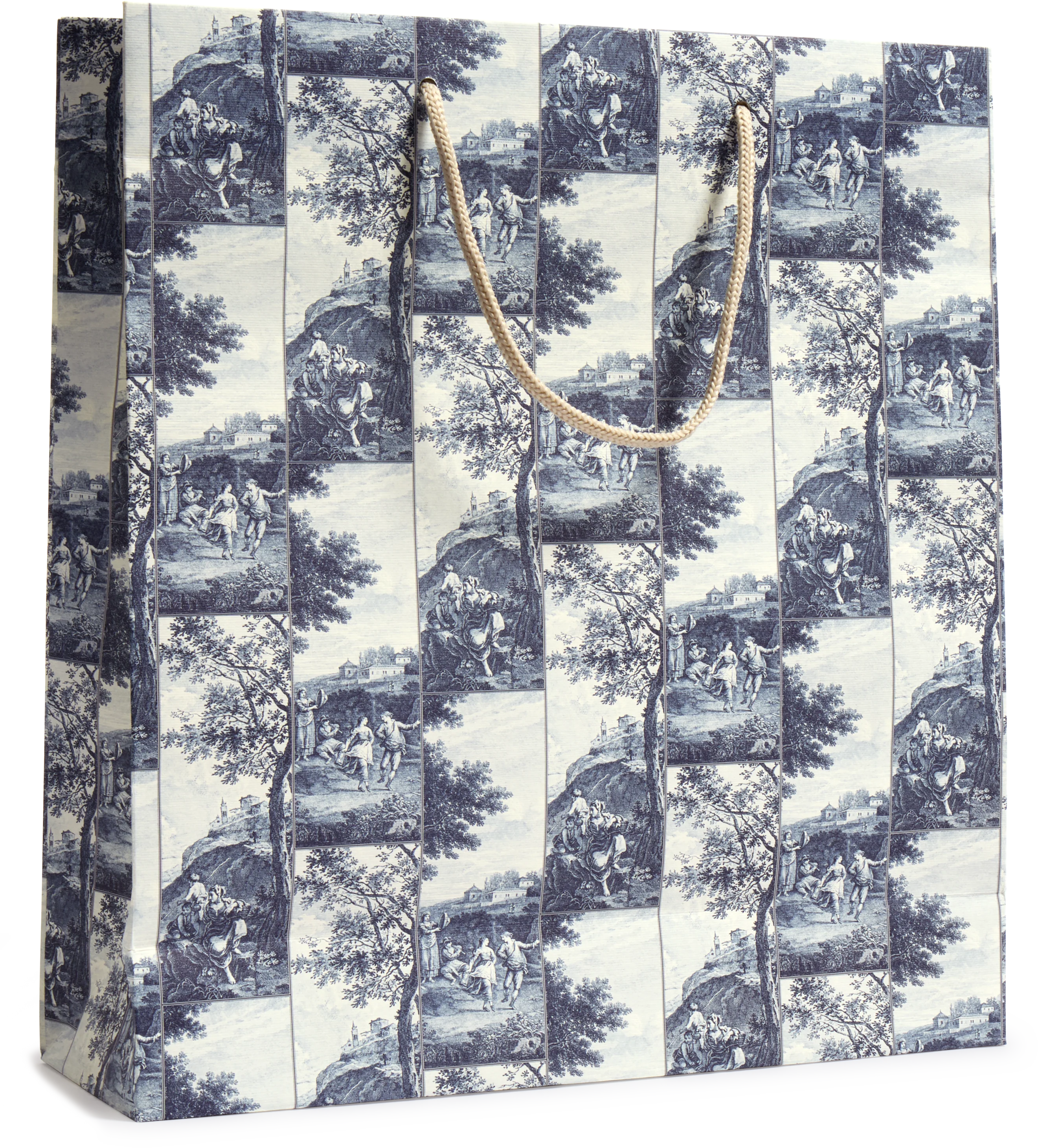 Large Italian Decorative Gift Bag, Blue Pastoral