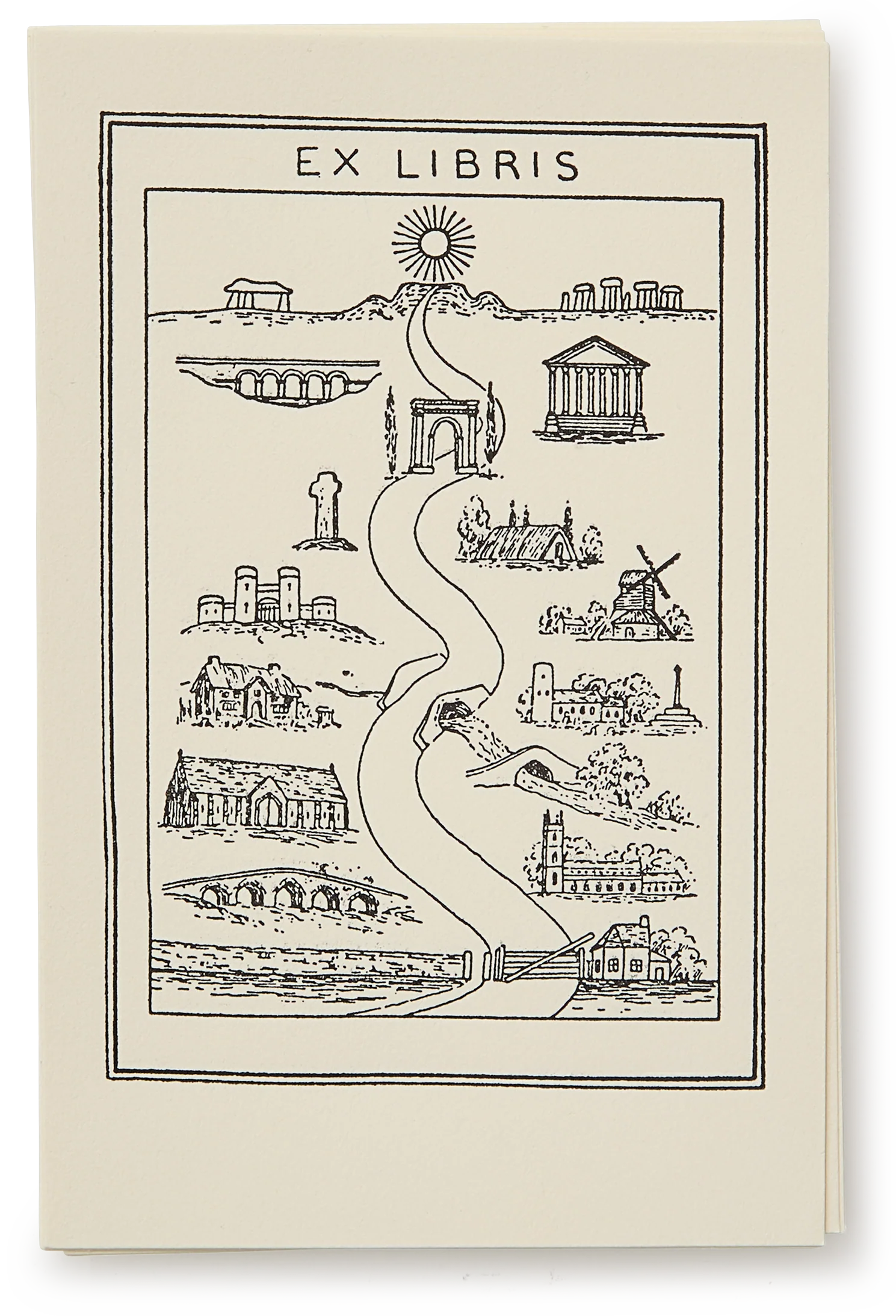 Letterpress Ex Libris "Road", Pack of 10