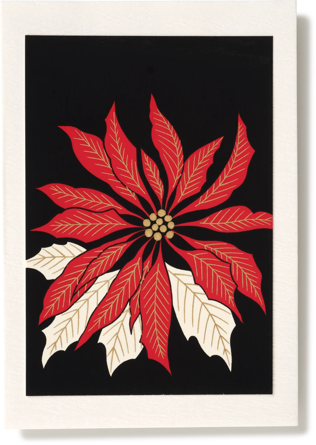 Silk-Screen Printed Japanese Christmas Greeting Card, Christmas Flower