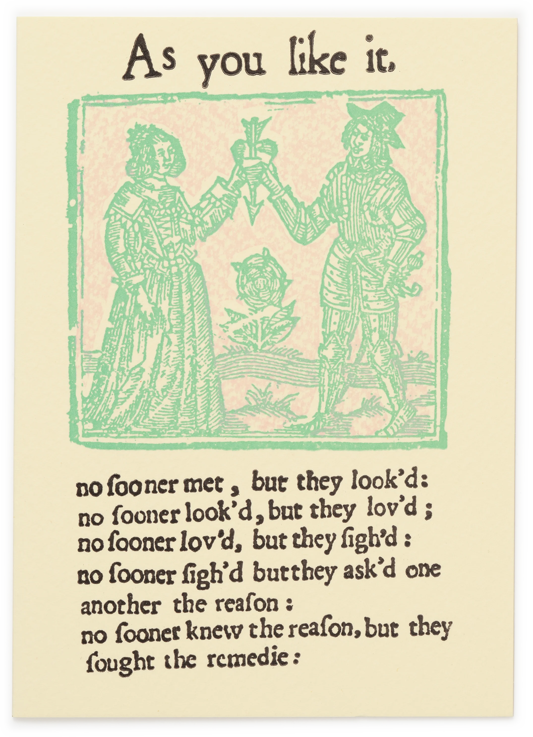 Shakespeare's Letterpress Greeting Card, As You Like It