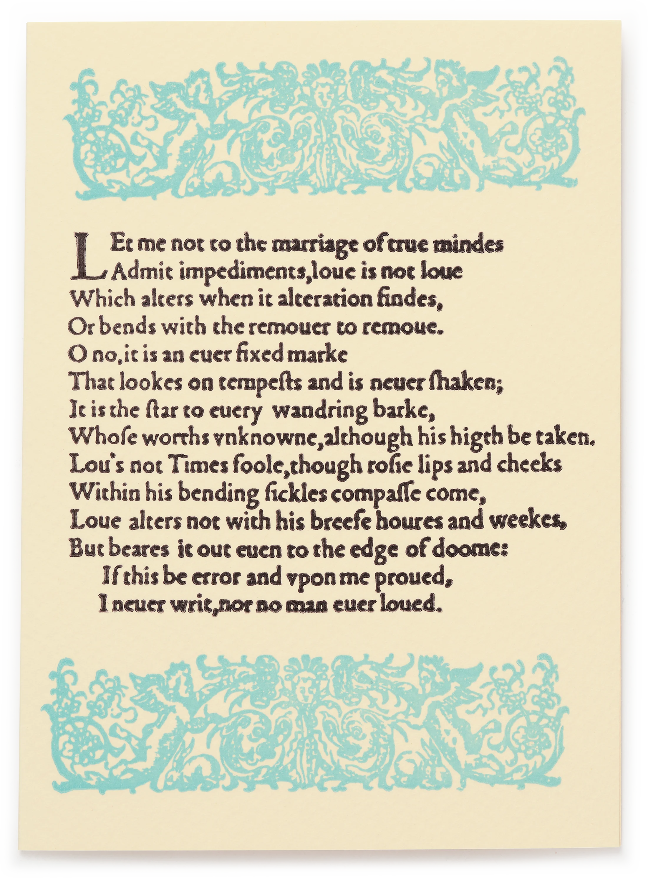 Shakespeare's Letterpress Greeting Card, Marriage of True Minds