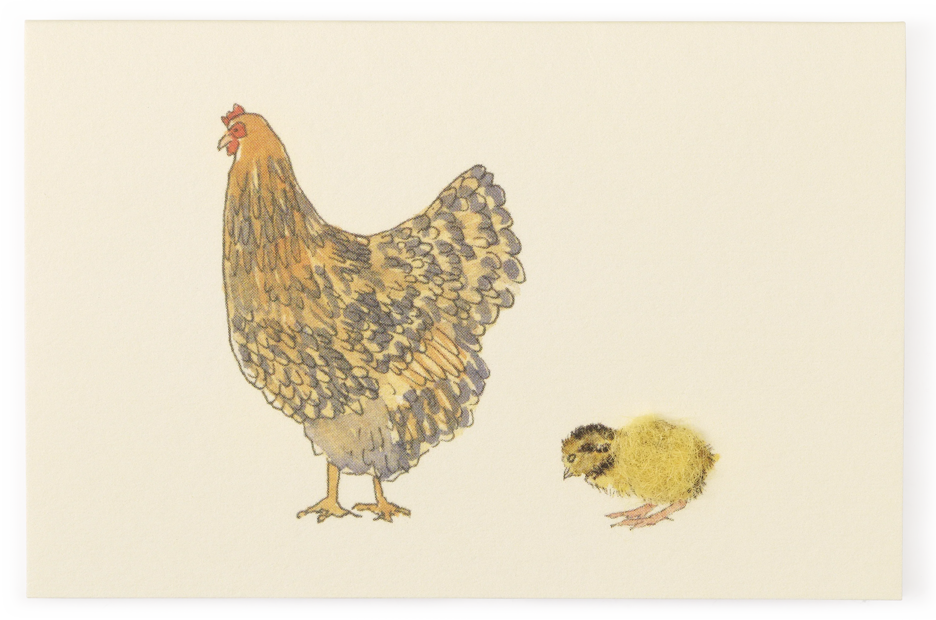 Sheep's Wool Embellished Mini Card, Chicken and Chick
