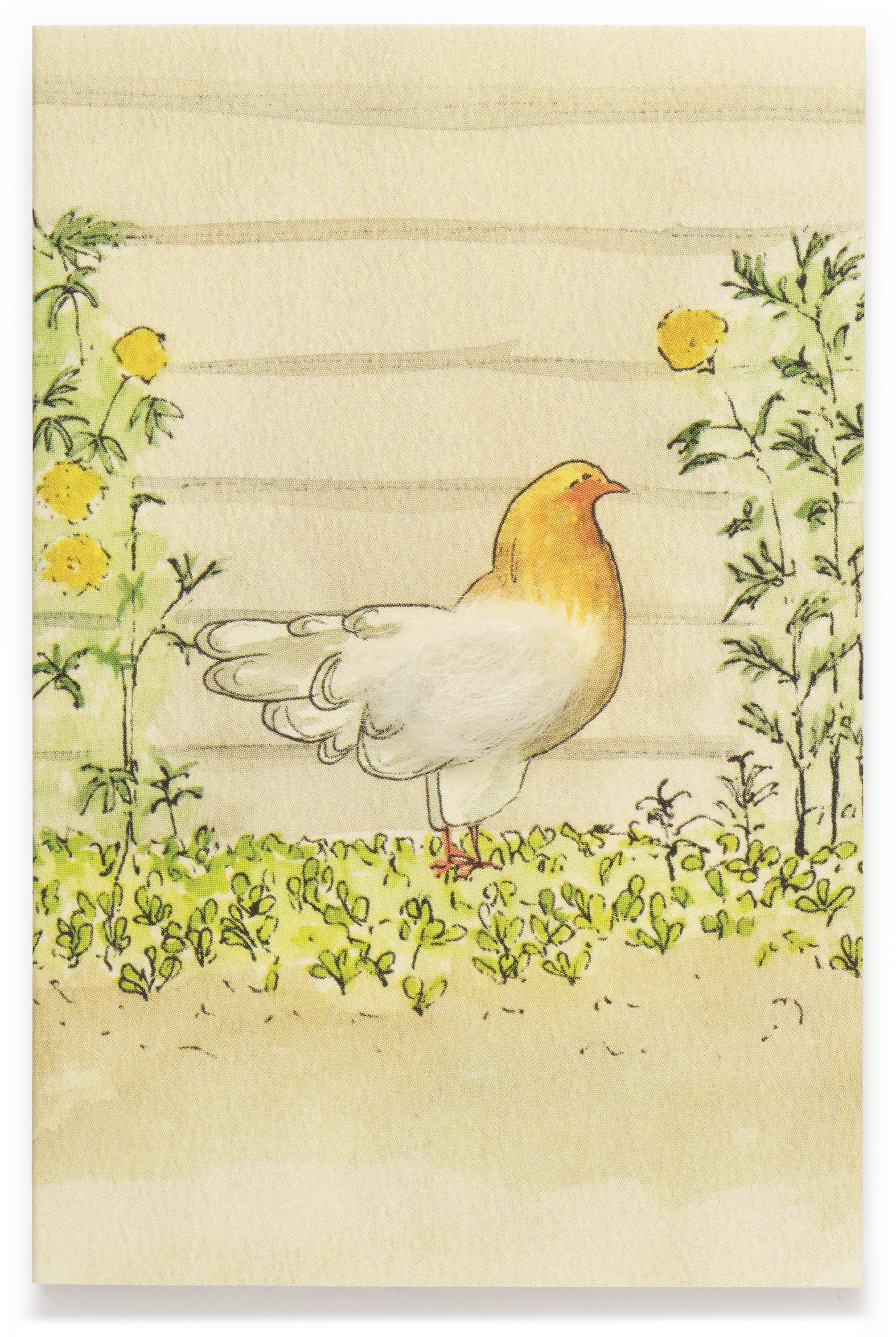 Sheep's Wool Embellished Mini Card, Hen in Garden