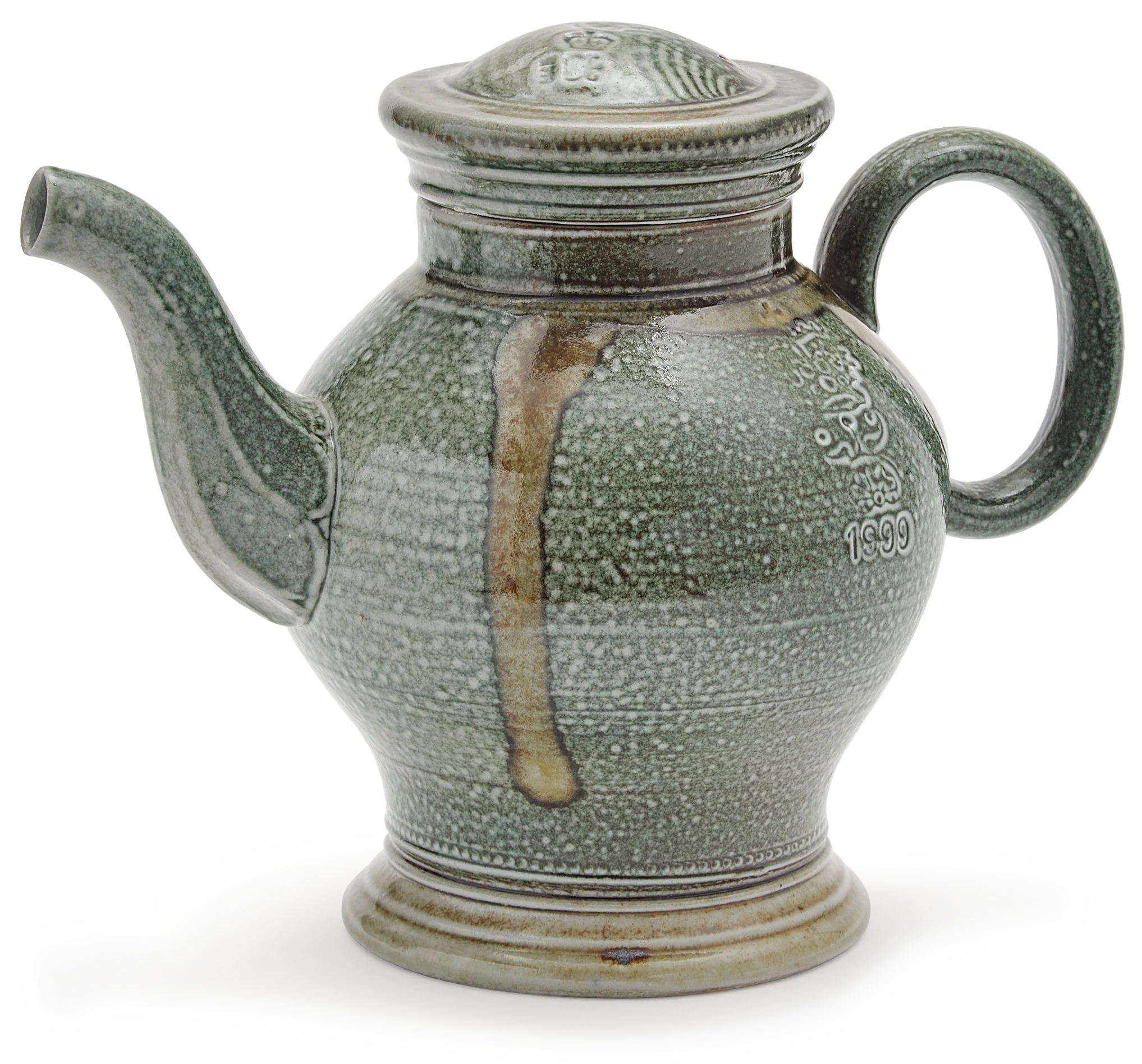 Steve Harrison Large Teapot - 1999 Green Salt-glaze