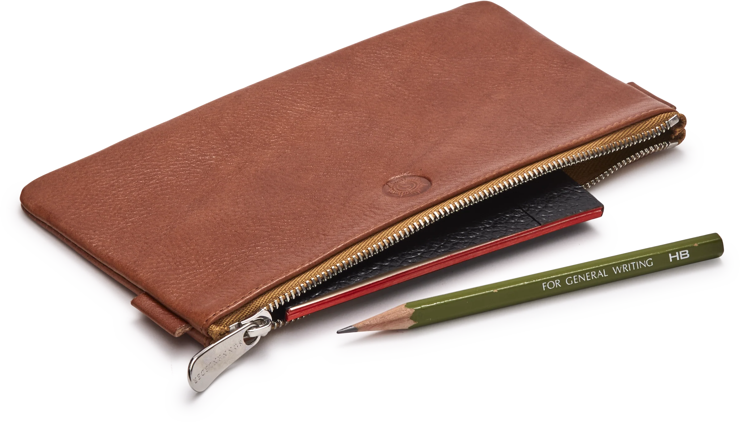 Tan Leather Medium Pencil Case