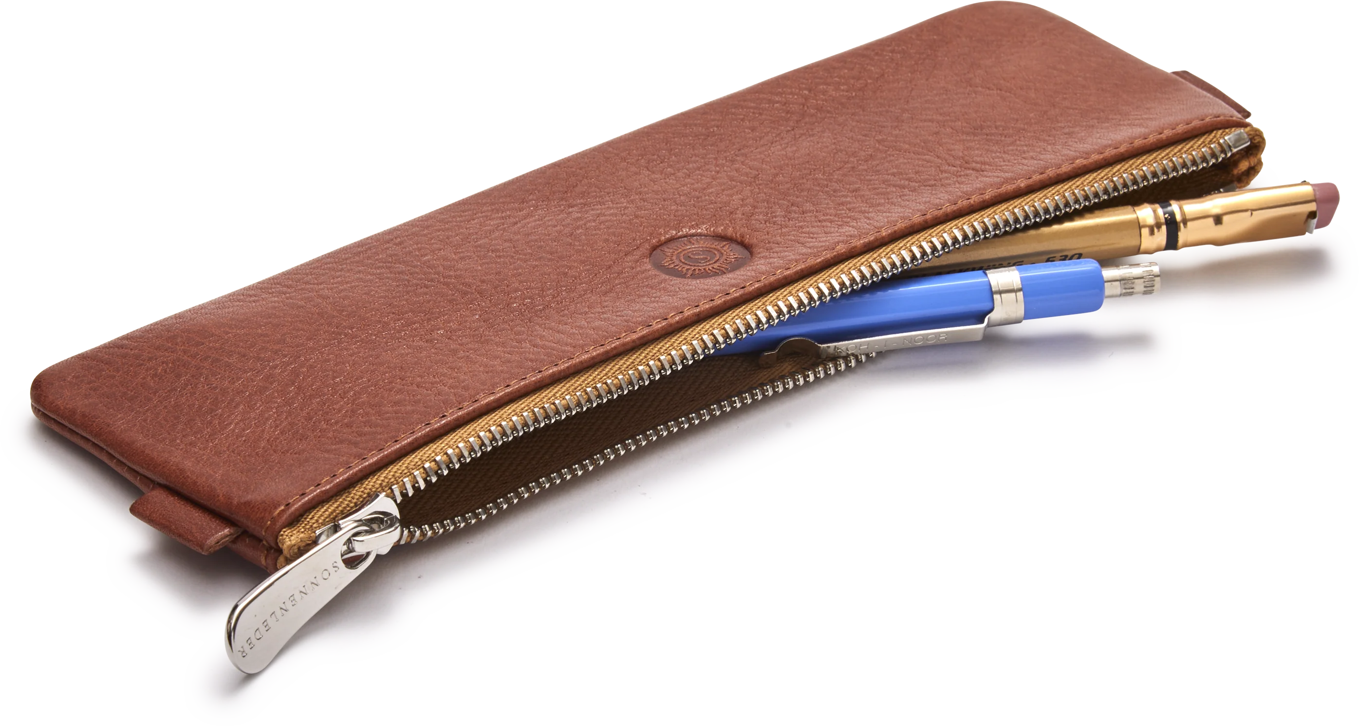 Tan Small Leather Pencil Case
