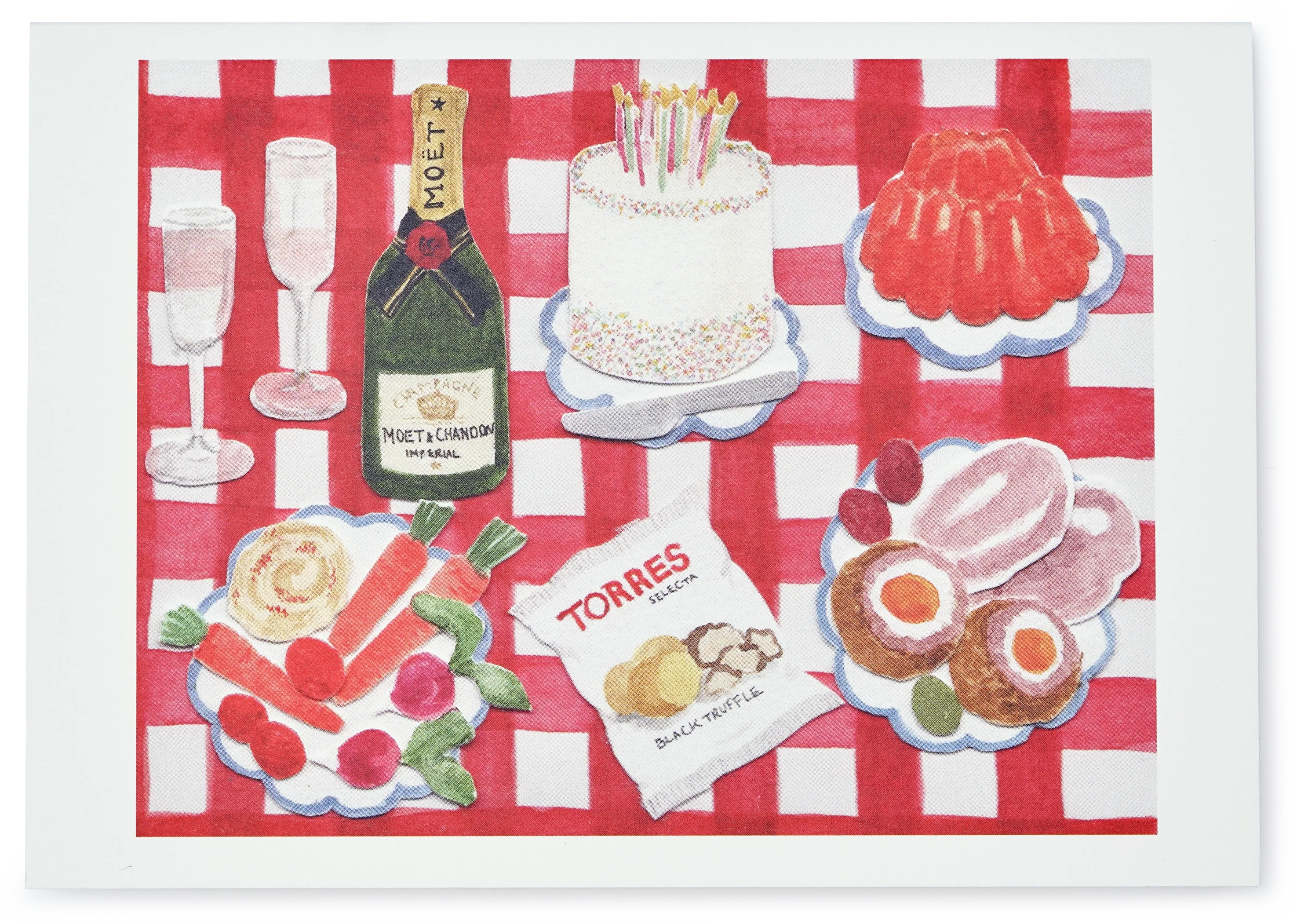 Tiny Tabletop Collage Greeting Card, Celebration Spread