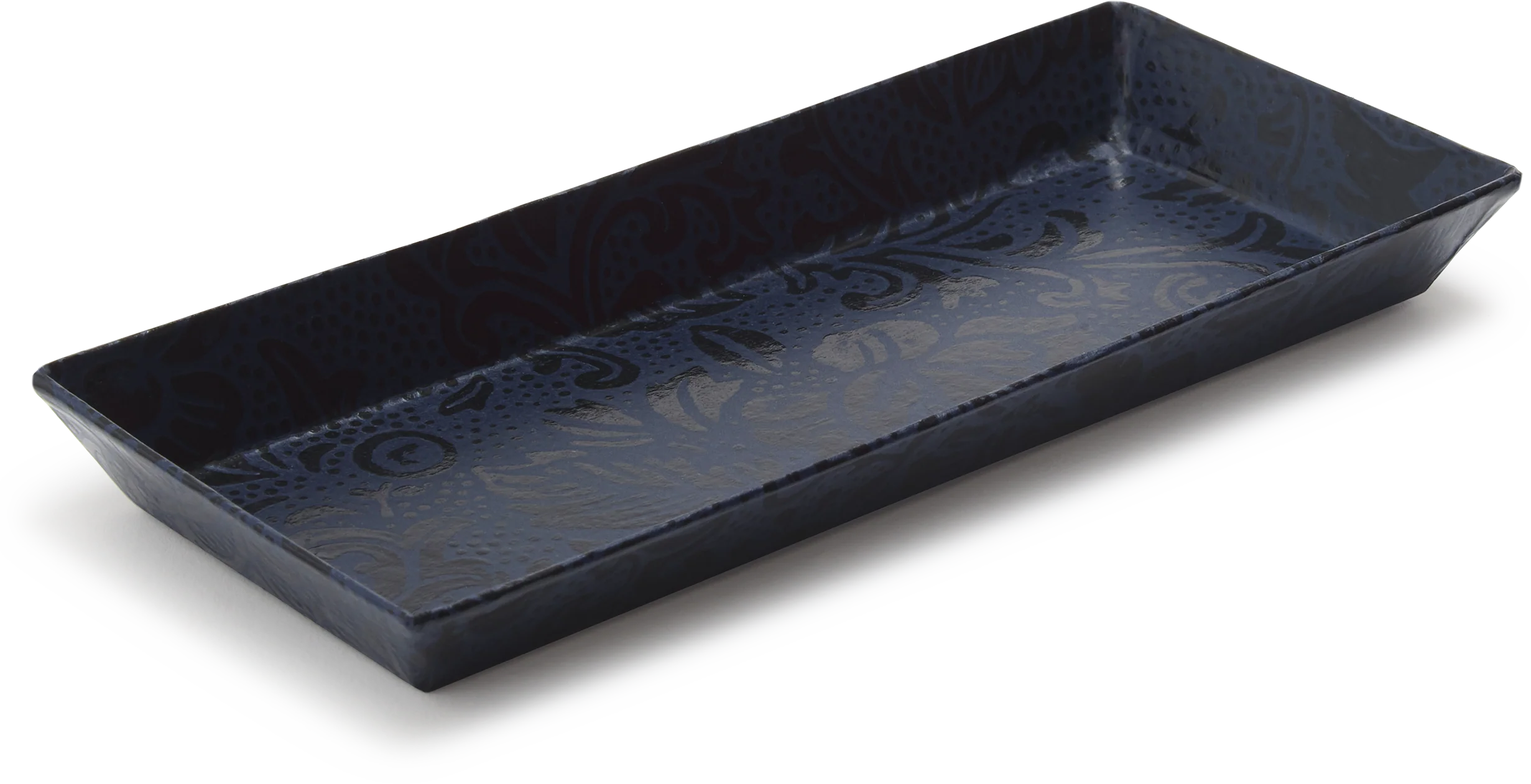 Urushi Paper Vide-Poche, Blue Floral